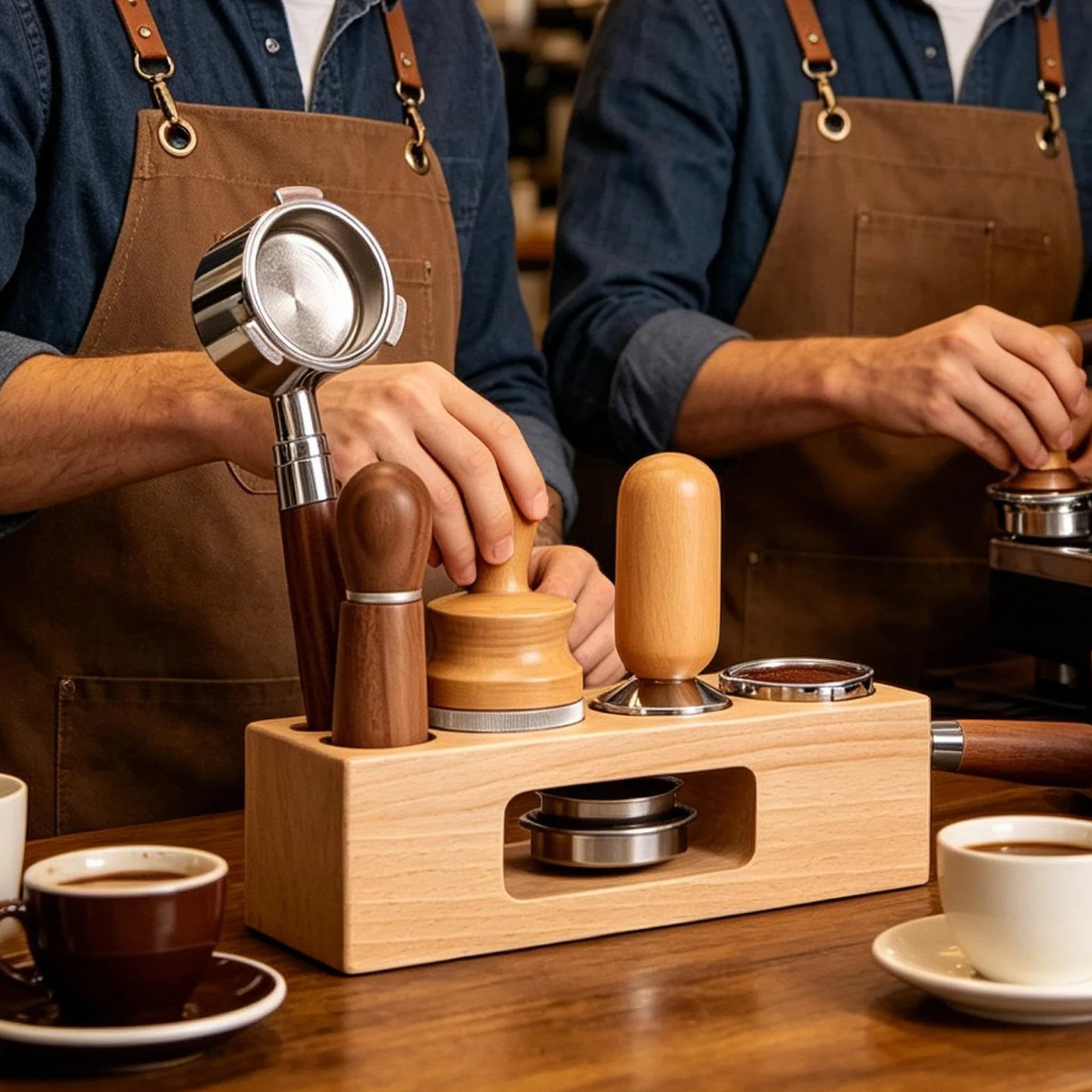 Stanowisko do tampowania espresso Antypoślizgowe pojemniki na espresso | Stacja organizera kawy domowego do użytku na blacie kuchennym, w jadalni, sklepie, barze, akademiku, kuchni, mieszkaniu