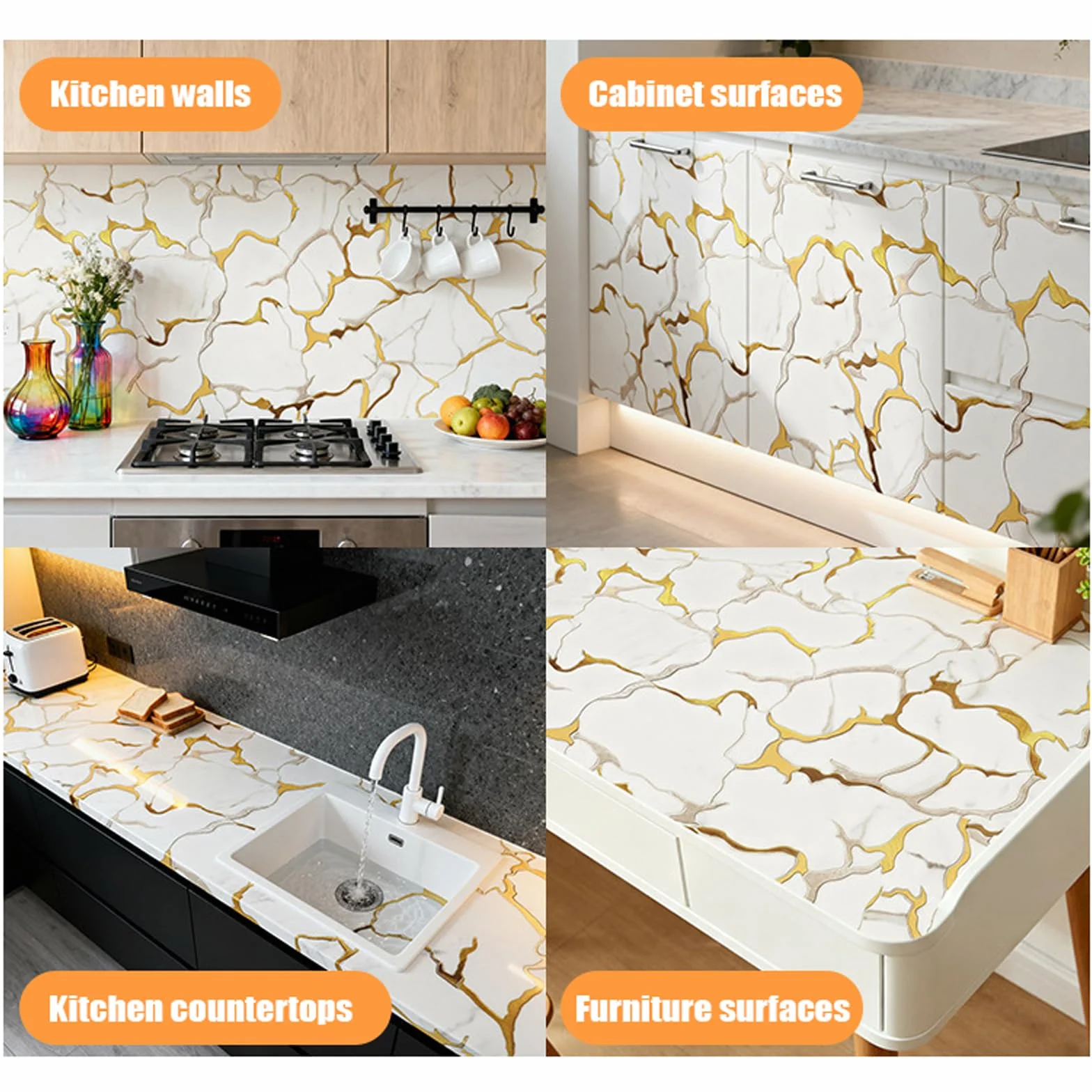 Papier samoprzylepny z efektem marmuru, marmur blaty kuchenne, tapeta papierowa, papier samoprzylepny do mebli kuchennych, marmuru, na biurko, blat kuchenny, szafkę, stolik nocny