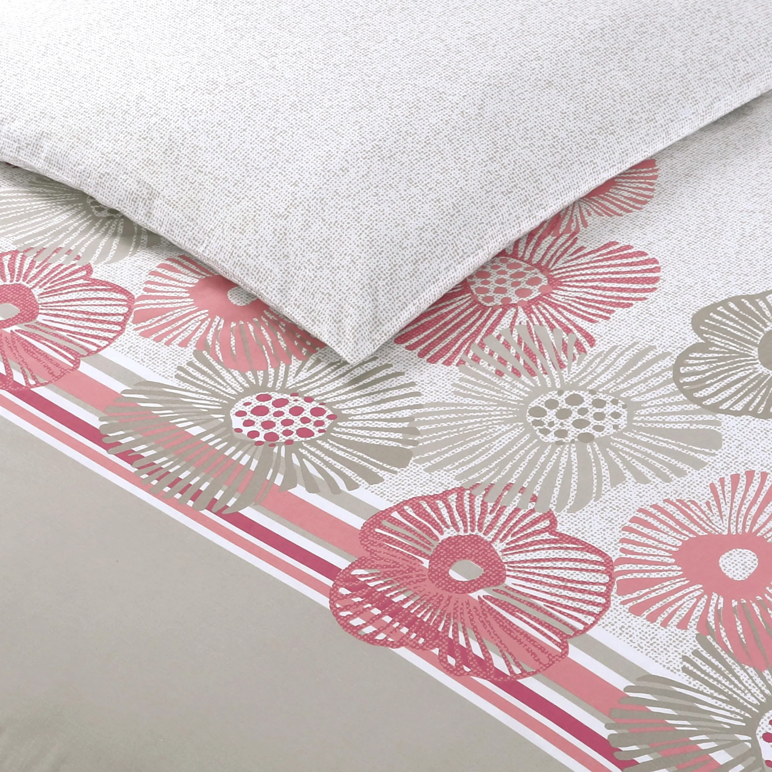 Vision - Komplet pościeli FLO - poszwa na kołdrę 240x220cm z 2 różnymi poszewkami 65x65cm - 100% bawełna