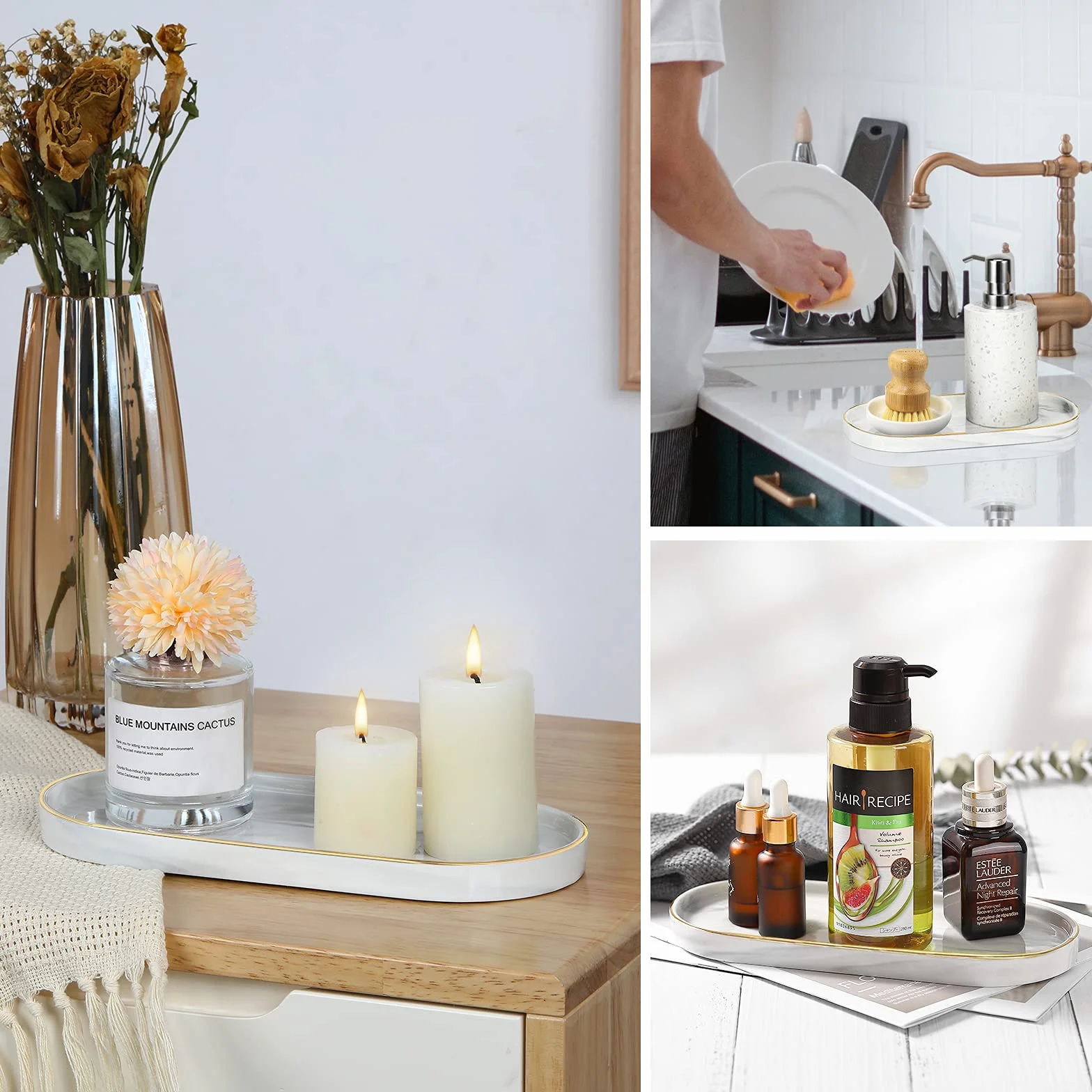 Luxspire marmur ceramiczna komoda toaletka łazienkowa ze złotą krawędzią