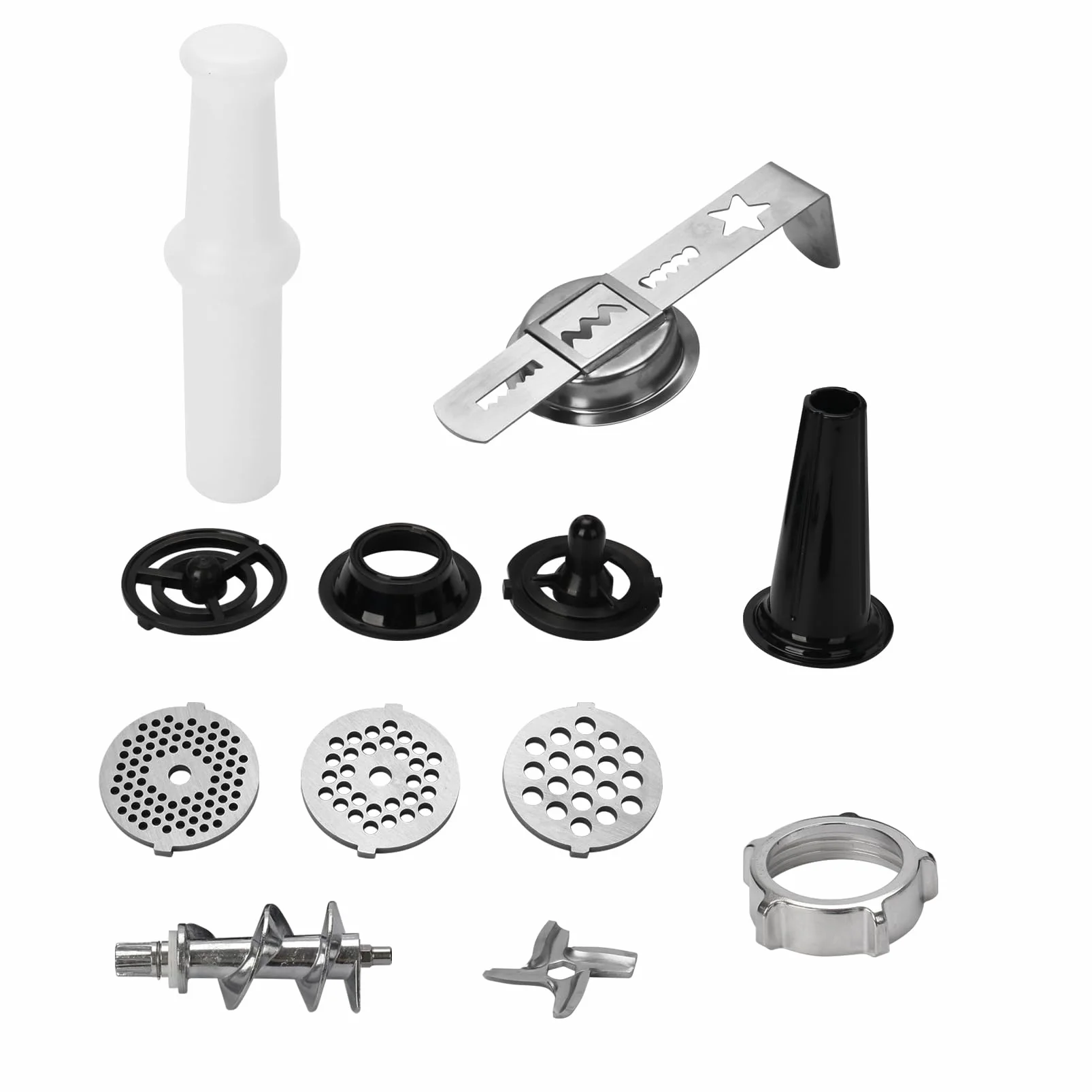 Emerio MG-130207 maszynka do mięsa | elektryczna | 3 wkłady do mięsa (drobna/średnia/gruba) + nakładka do kiełbasy + nasadka do kebbe + nasadka do ciastek na 4 foremki do ciastek | bez BPA | przepływ