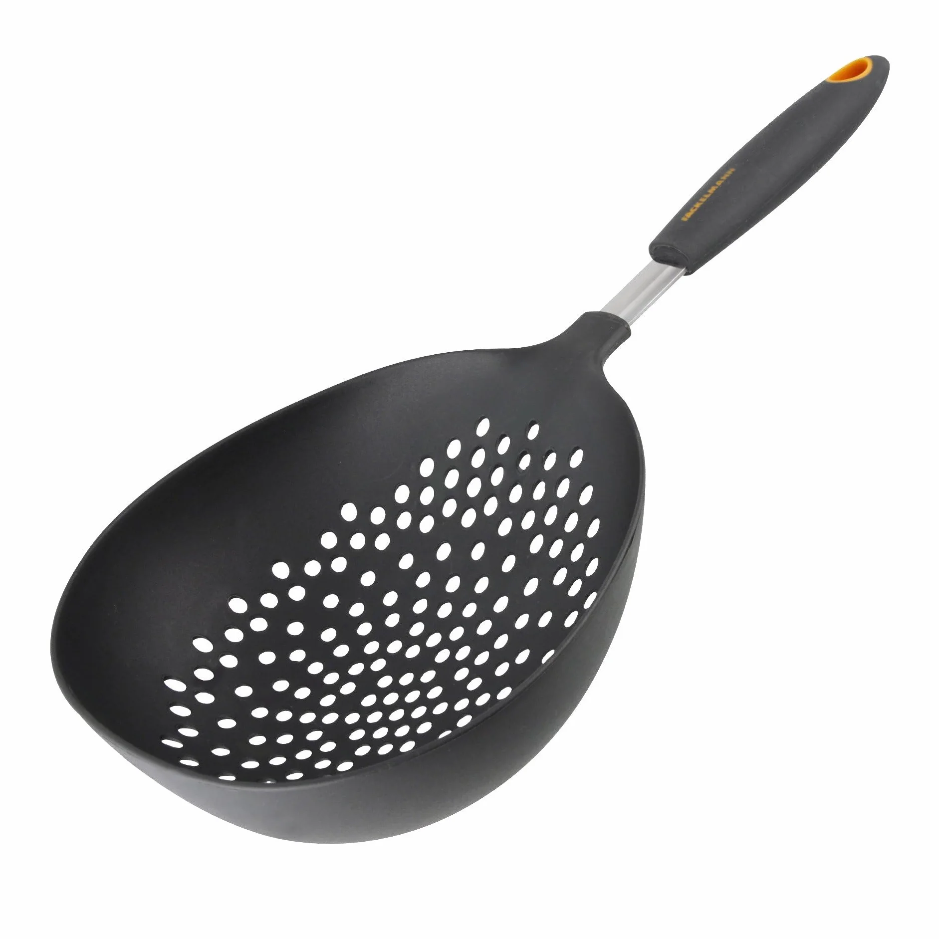 Fackelmann cedzak Jumbo Ø 18 cm sitko do powlekanych garnków i patelni pomarańczowy/szary