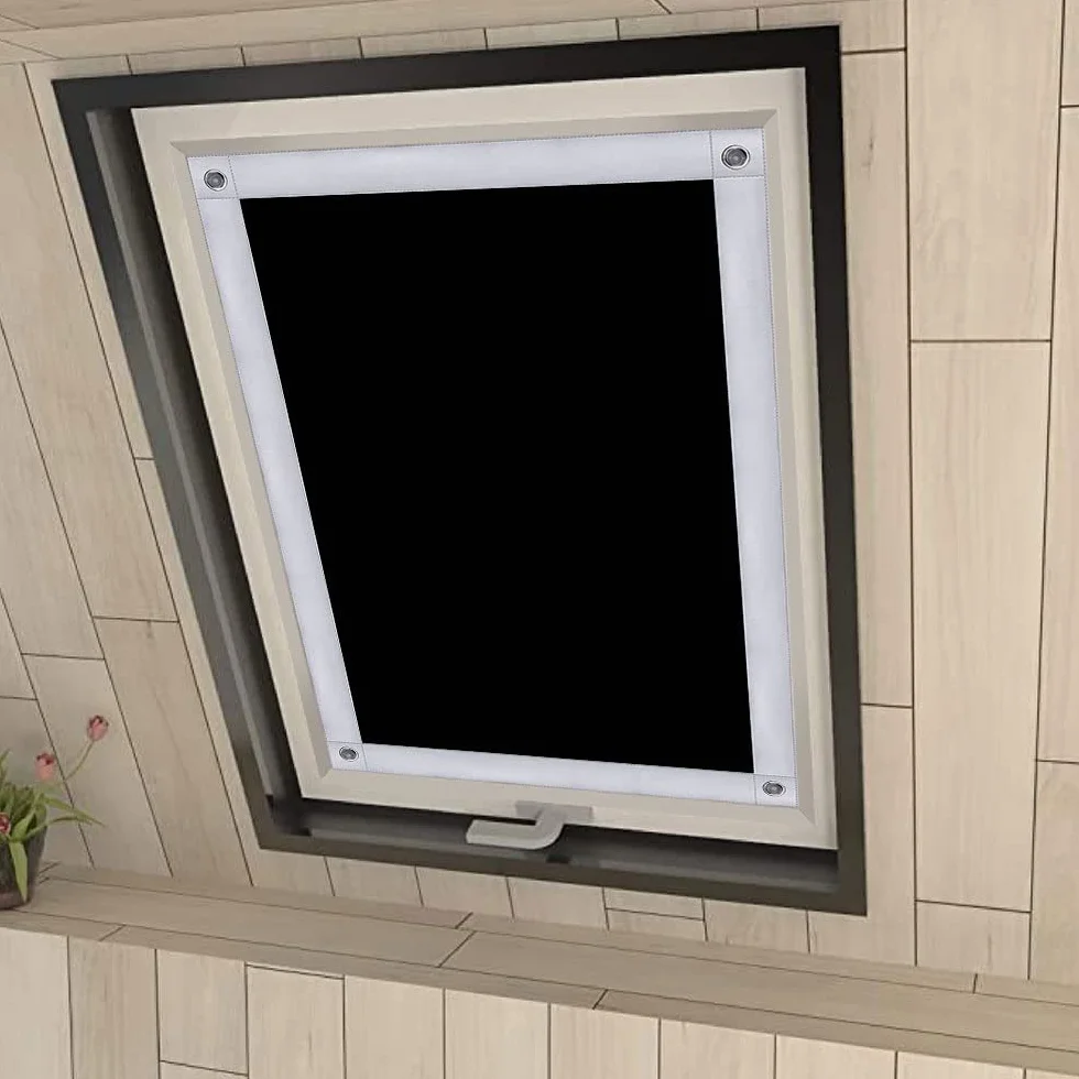 Eurohome Termiczna roleta na okno dachowe, bez wiercenia, ochrona przed słońcem, roleta zaciemniająca z przyssawkami, do okien Velux, czarna, 76 x 98 cm