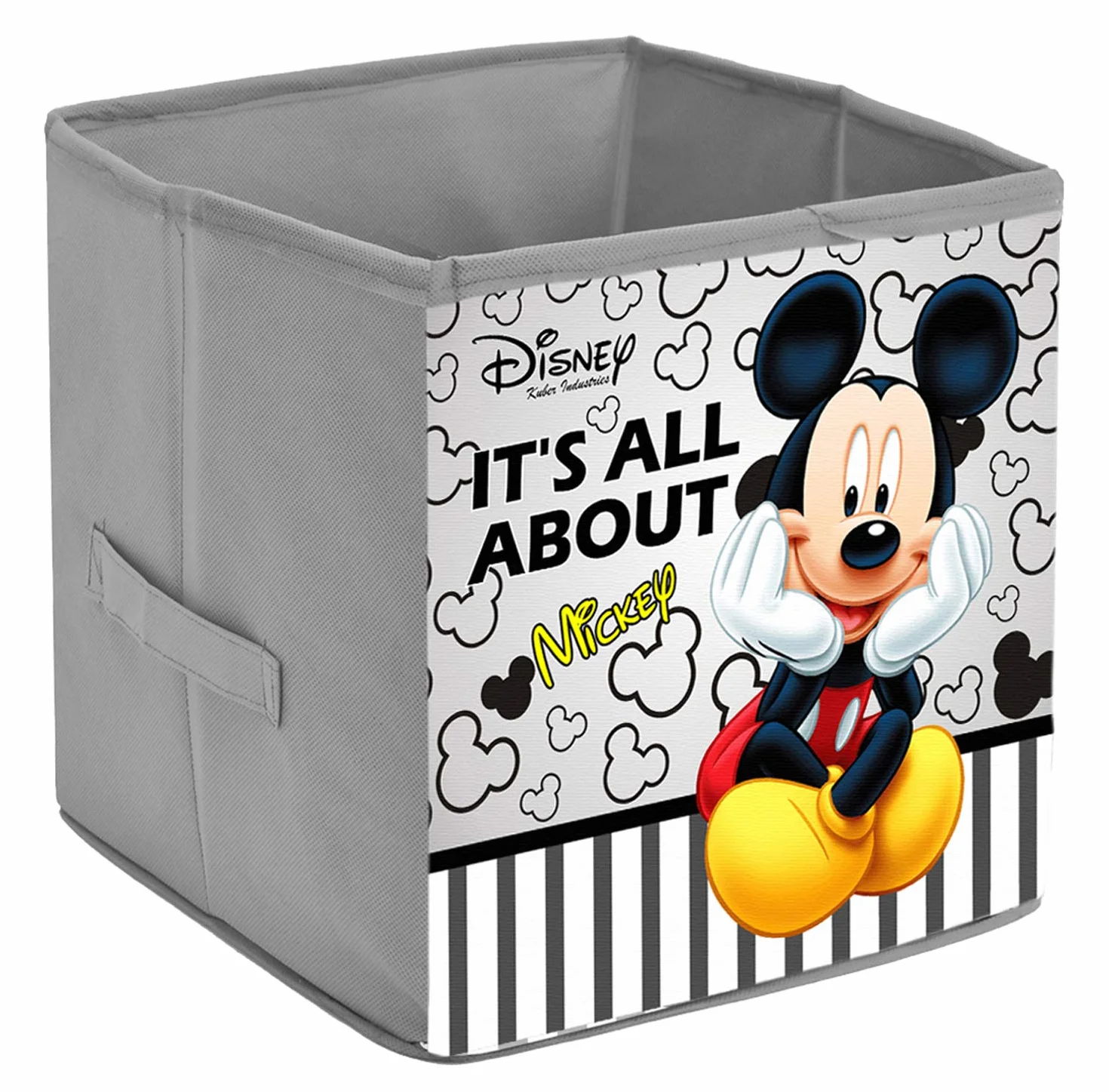 Kuber Industries Disney Print Włóknina, 4 sztuki, składana kostka do przechowywania zabawek, książek, butów pudełko do przechowywania z uchwytem, bardzo duże (szary i bordowy) - KUBMART16212