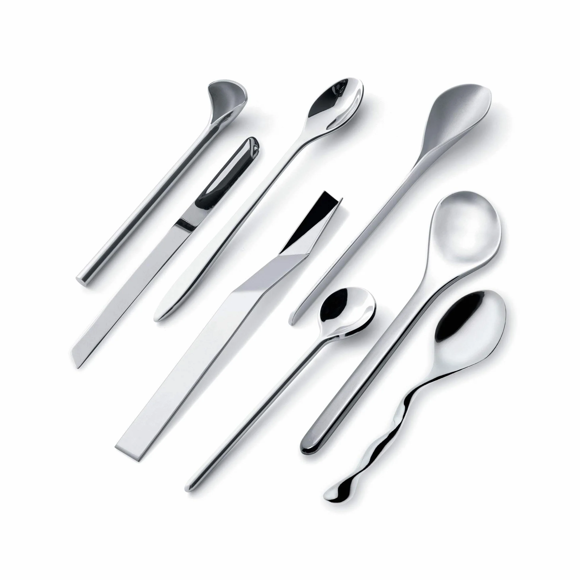 Alessi Il caffè/tè Alessi MSPOONSET – zestaw 8 łyżek do kawy, ze stali nierdzewnej 18/10, polerowane, srebrne