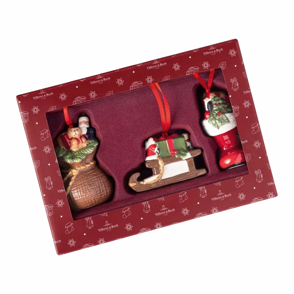 Villeroy & Boch Nostalgic Ornaments zestaw ozdób 3-częściowy z twardej porcelany kolorowy