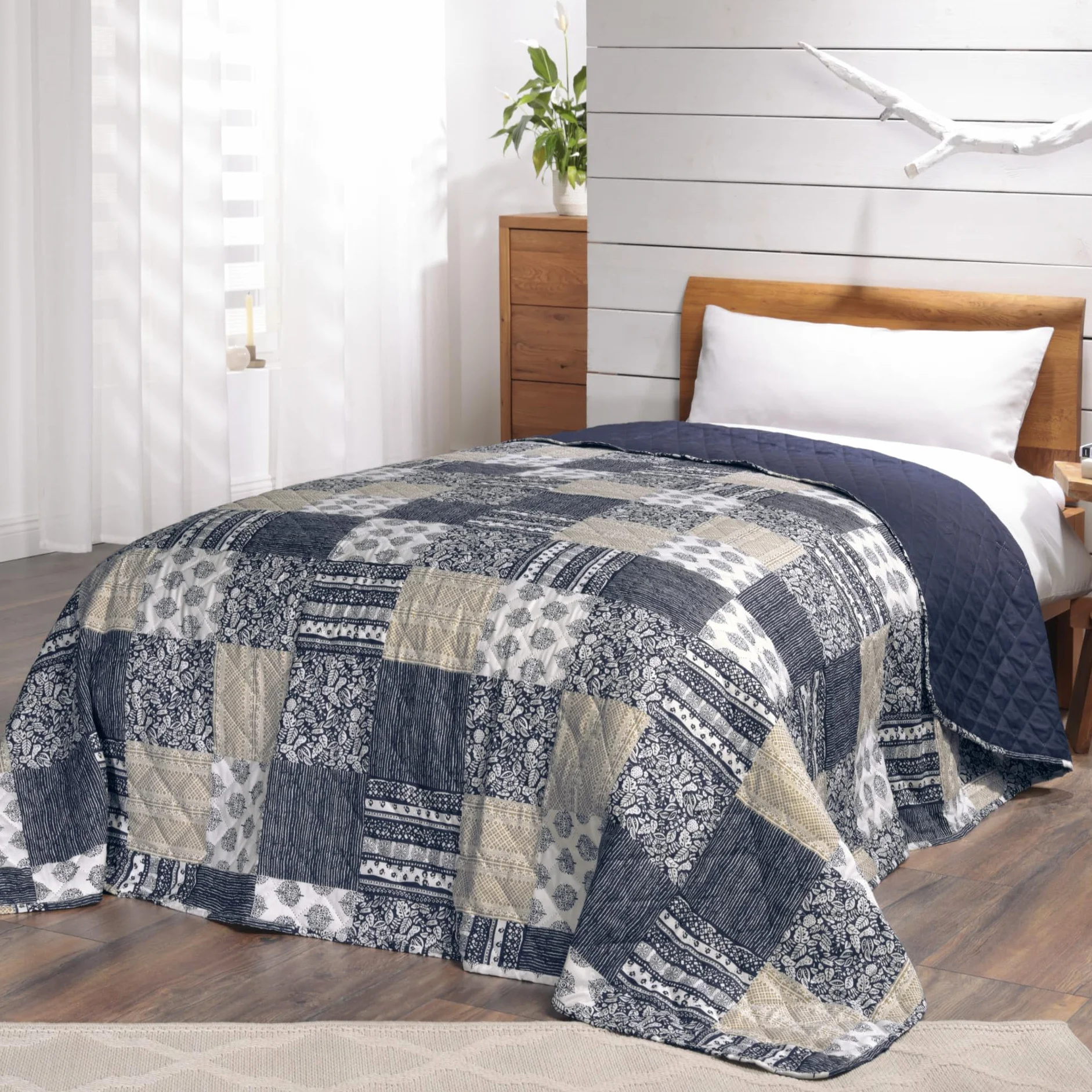 Kołdra patchworkowa w stylu vintage, łóżko podwójne, patchwork, 220 x 240 cm