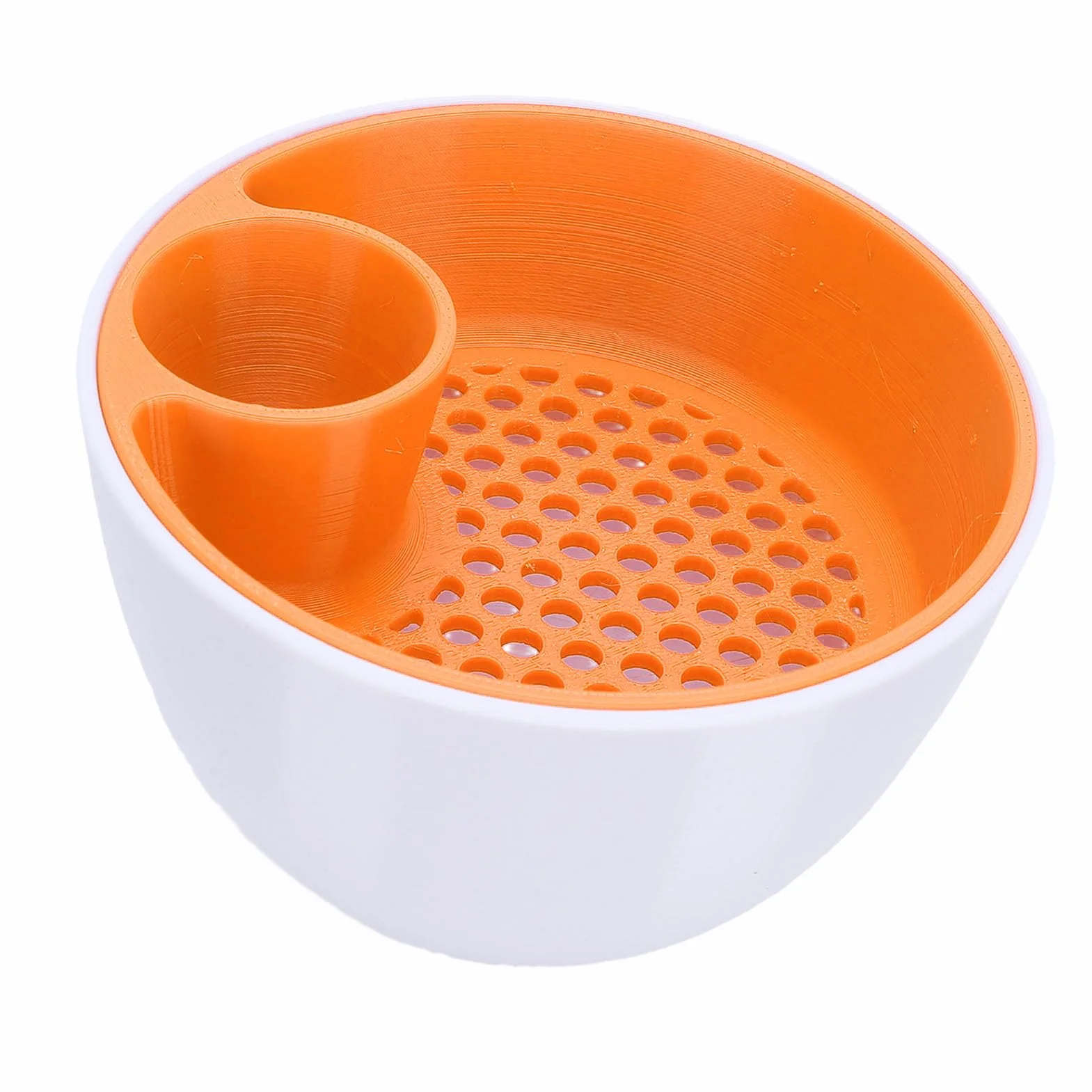 Generic Dwukomorowa Miska na Pistacje Innowacyjny Organizer na Orzechy z Nadrukiem 3D dla Miłośników Przekąsek Nadaje się Wieczory Filmowe i Imprezy Lekki materiał Plastikowy (Biały Pomarańczowy)