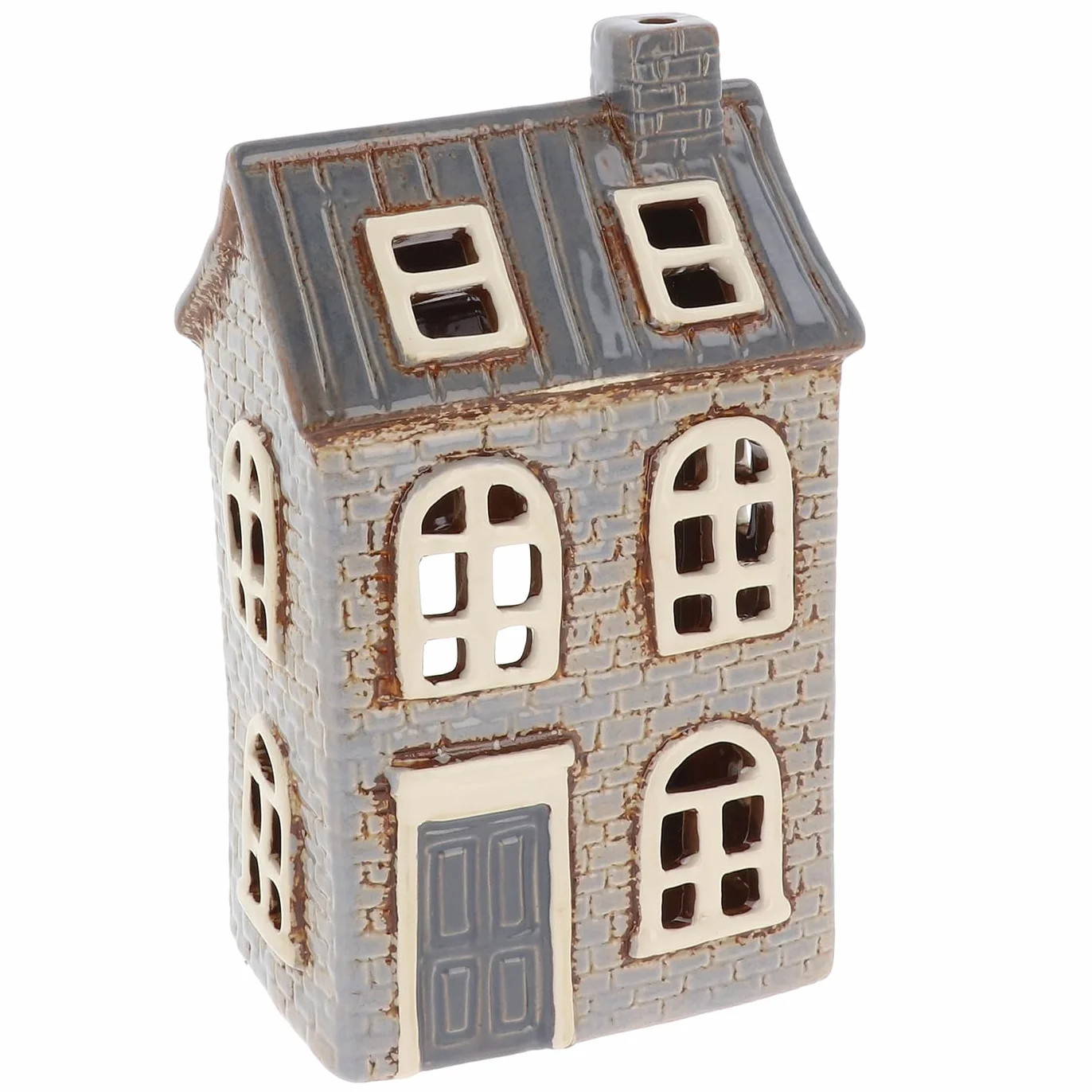 Shudehill Giftware Wiejska ceramika ceramiczny uchwyt na podgrzewacze ceglane domy szara neutralna kolekcja - kafelkowy pałac, liliowy lub lukarny (ceglany liliowy)
