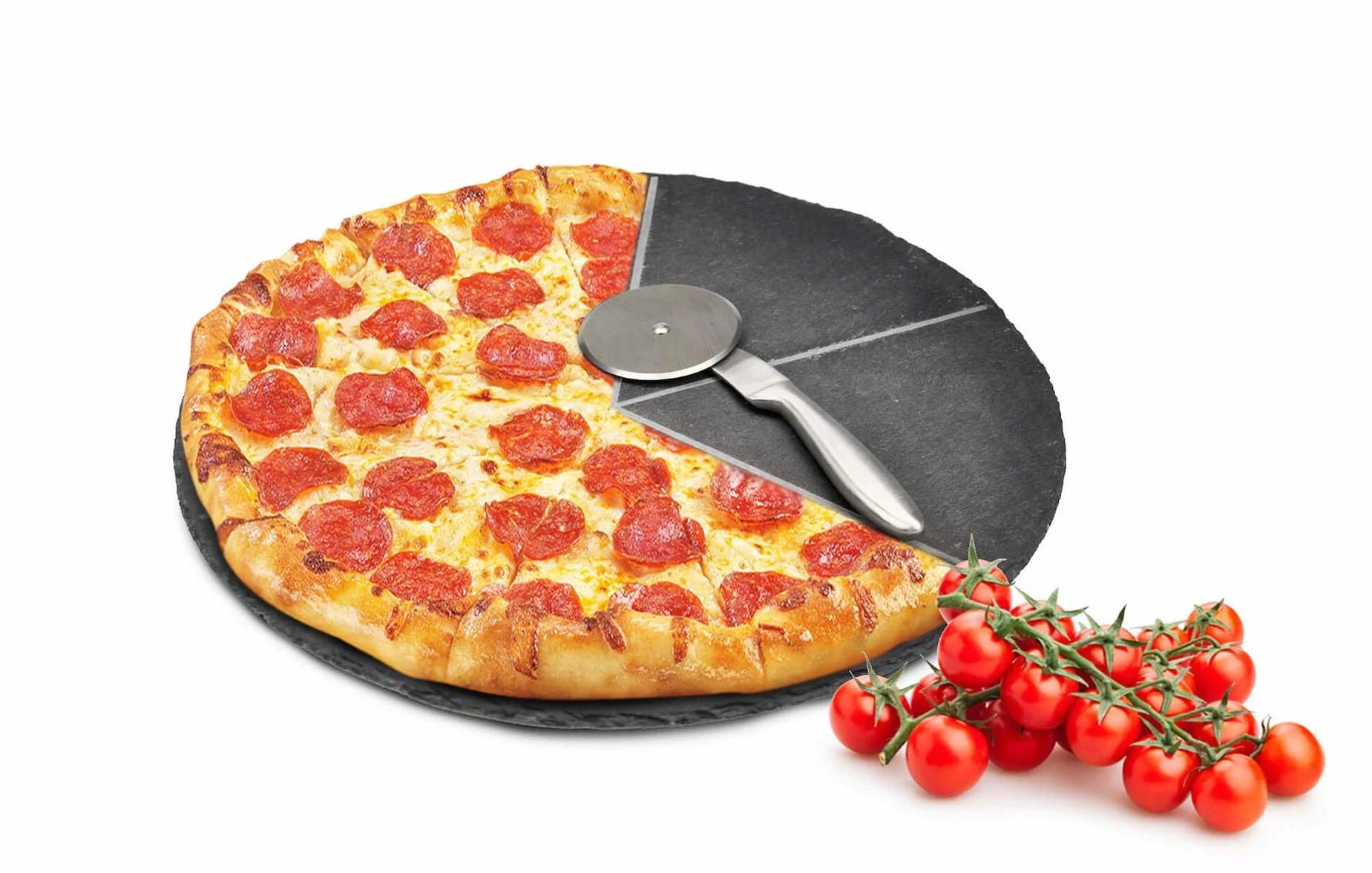 Sendez Zestaw talerzy do pizzy ø36 cm z łupka z nożem do pizzy deska do krojenia pizzy deska do pizzy