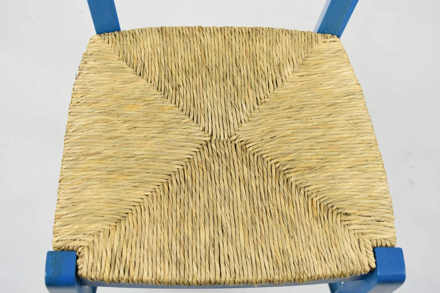 t m c s Tommychairs - estaw 1 krzesła CUORE, struktura z drewna bukowego w kolorze niebieskiej aniliny i siedzisko ze słomy