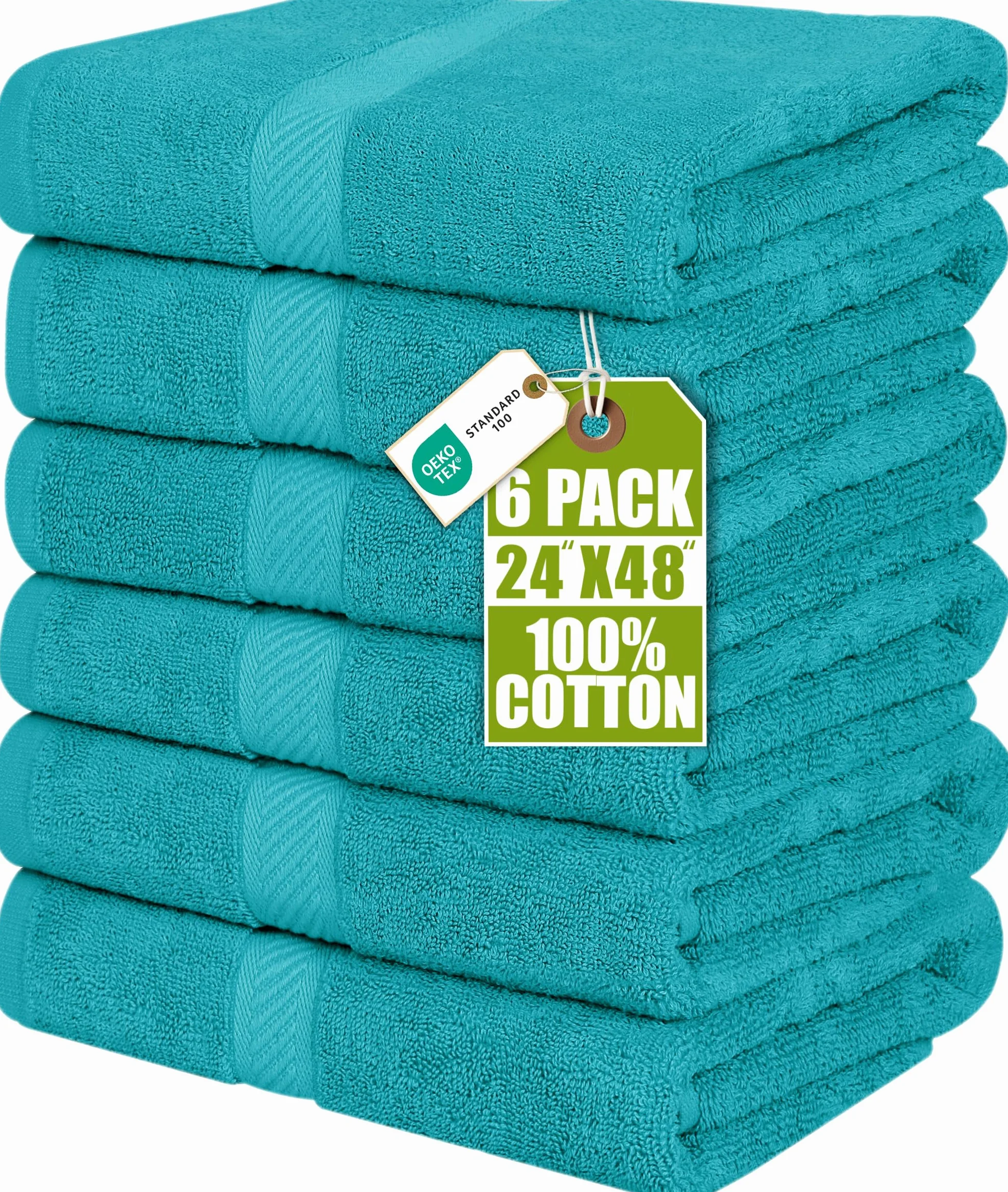 Utopia Towels - 6-częściowy zestaw średnich ręczników kąpielowych, 100% bawełna (60 x 120 CM), lekkie i bardzo chłonne ręczniki, odpowiednie do hoteli, spa i łazienek (Turkusowy)