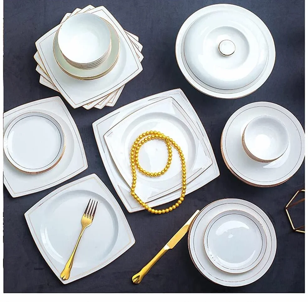 Zestaw zastawy stołowej - 36 szt. ceramiczny zestaw serwisowy, naczynia stołowe z porcelany kostnej dla 6 osób, porcelanowa zastawa stołowa