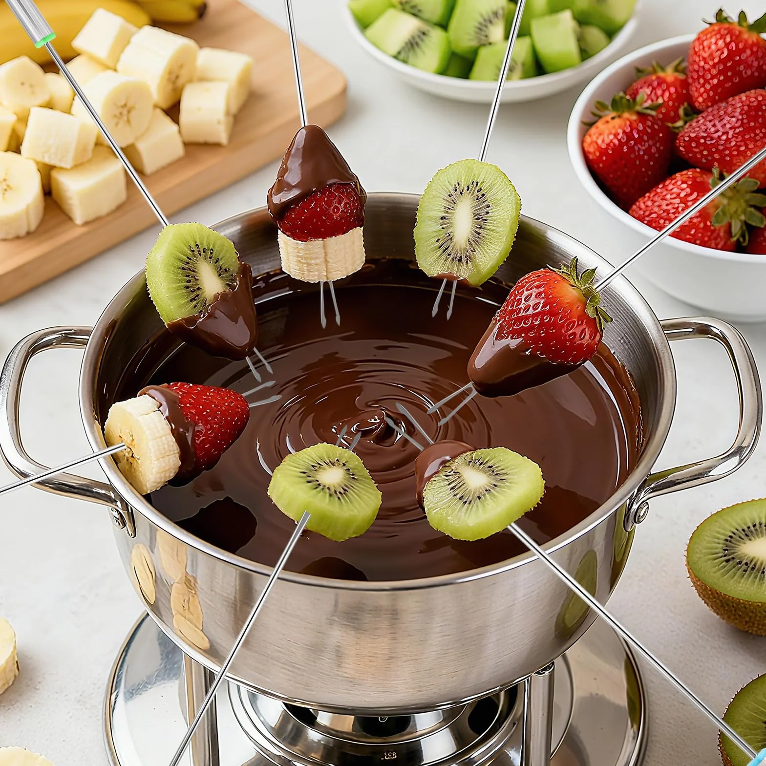 12 sztuk widelczyków do fondue, ze stali nierdzewnej, widelce do fondue, zestaw 24 cm, widelce do fondue, widelce do fondue, widelce do grilla, ze stali nierdzewnej, z uchwytem odpornym na wysokie