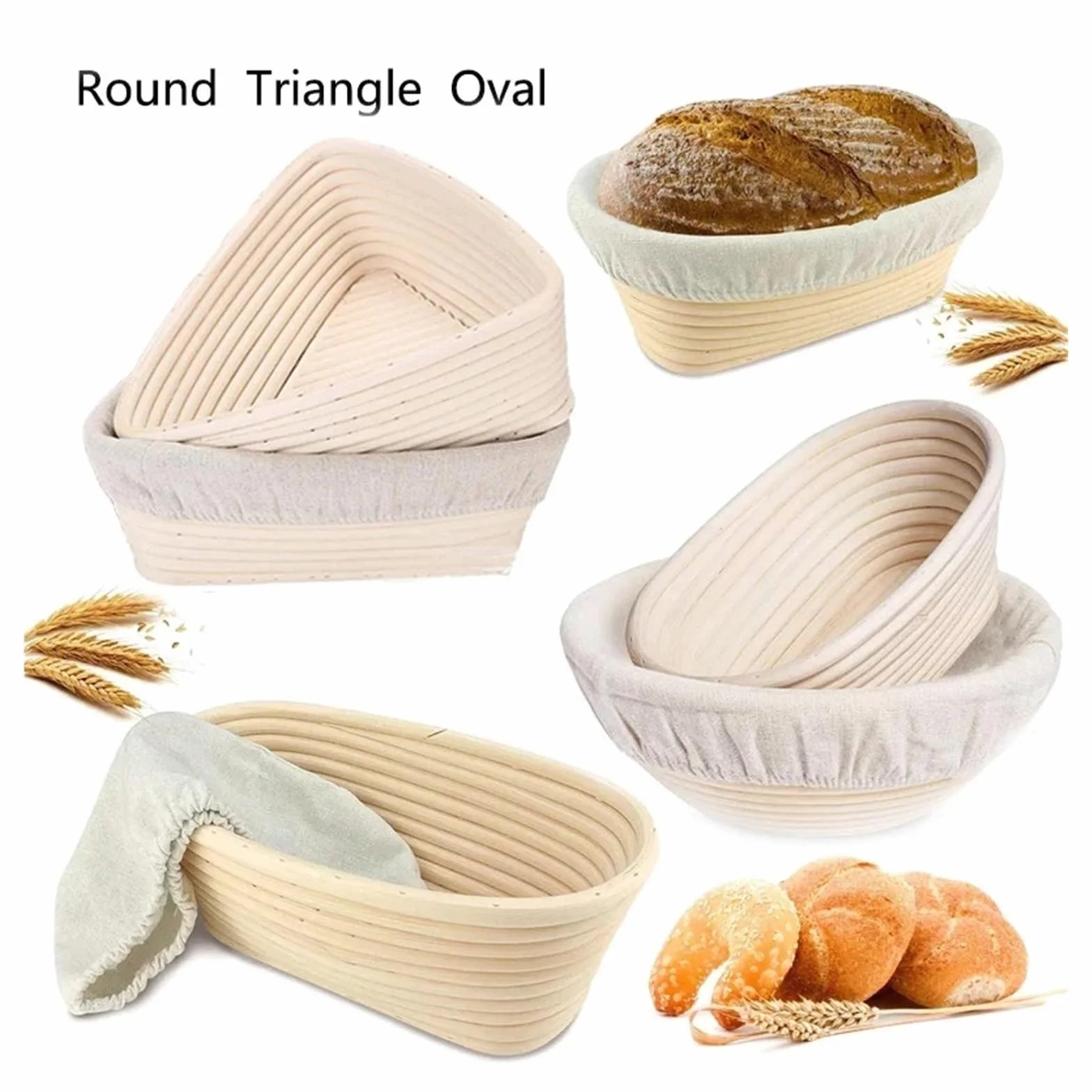 1 szt. Owalny/kołowy/trójkątny koszyk na chleb z rattanu i wikliny do fermentacji ciasta, narzędzie kuchenne chleba(Oval 21x15x8cm)