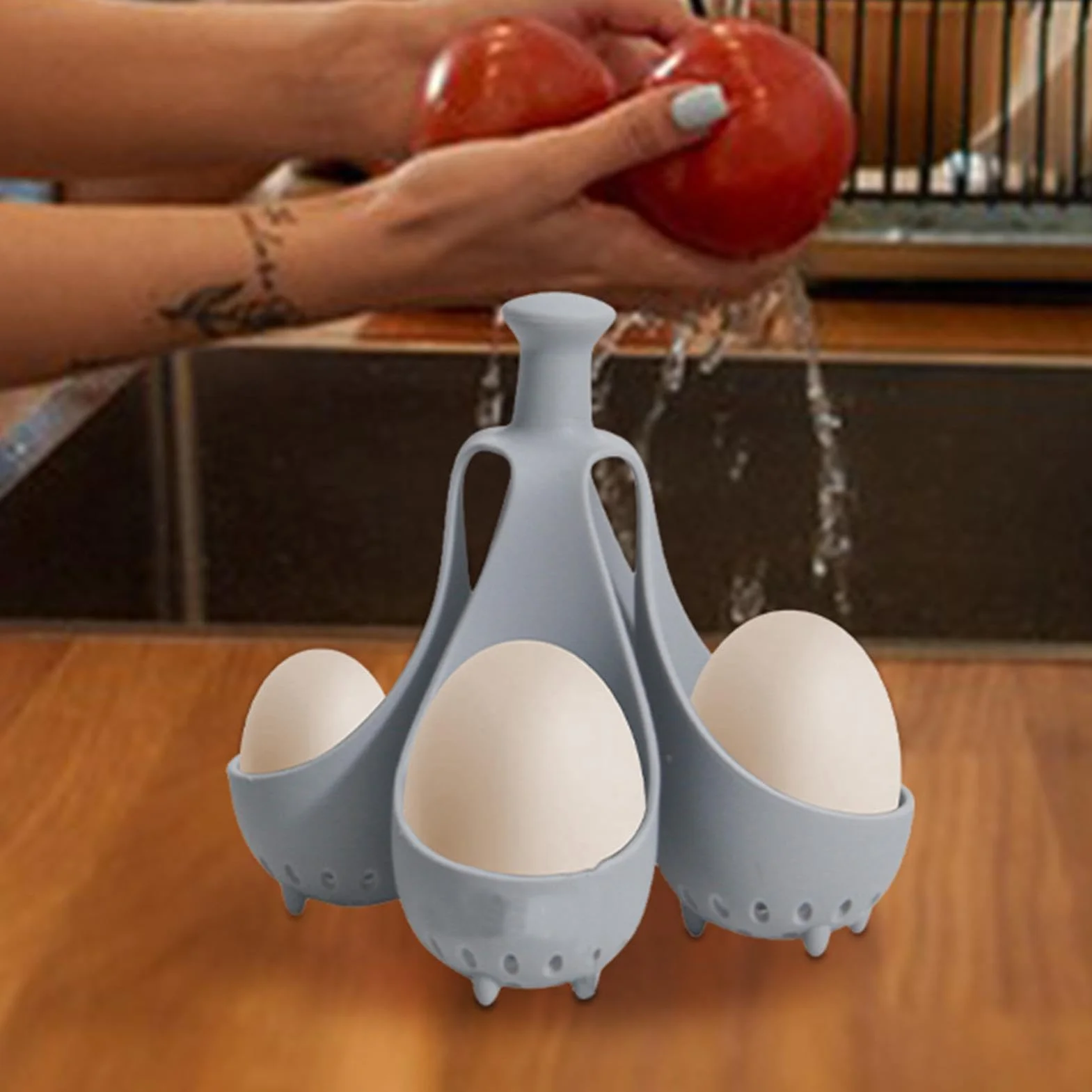 Silicone Egg Cooker Cups Egg Poacher Set 5.12x5.12x4.92 Inches High Temperature Resistant Dishwasher Safe