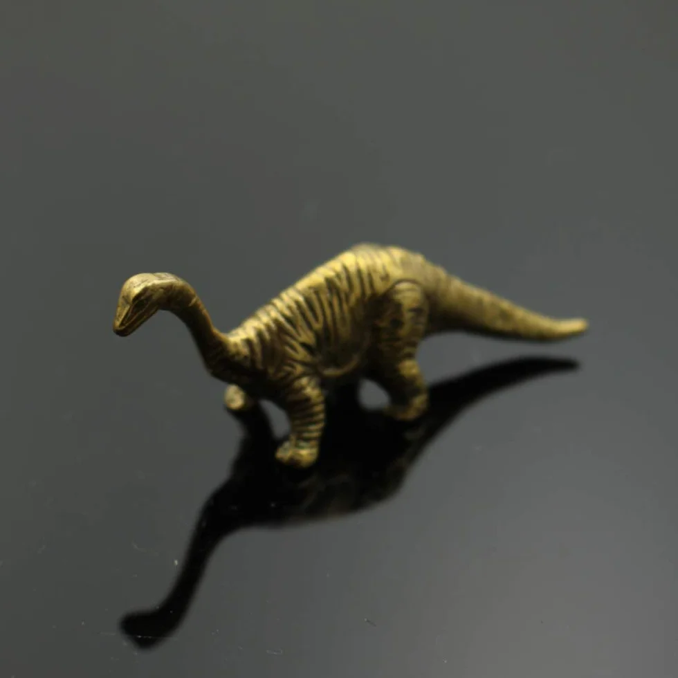 Mosiądz jurajski dinozaur mini ozdoby na biurko do salonu miedziana statua dinozaury zwierzę rzeźba herbata zwierzę domowe dekoracja figurki prezenty