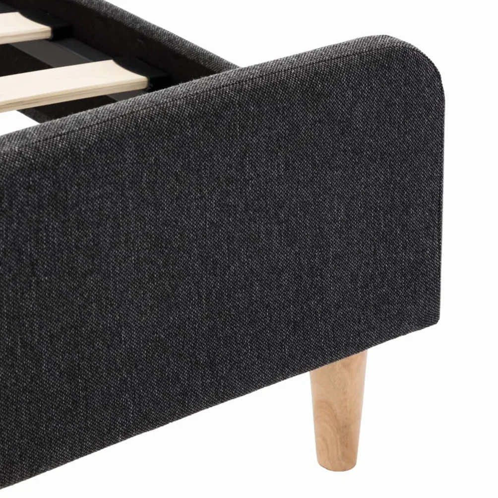 Hothingwell Rama łóżka 90x200 cm Ciemnoszary Juta | Solidne drewno i MDF, nogi ze stali proszkowej, trwałe płótno jutowe, klasyczny design, łatwy montaż
