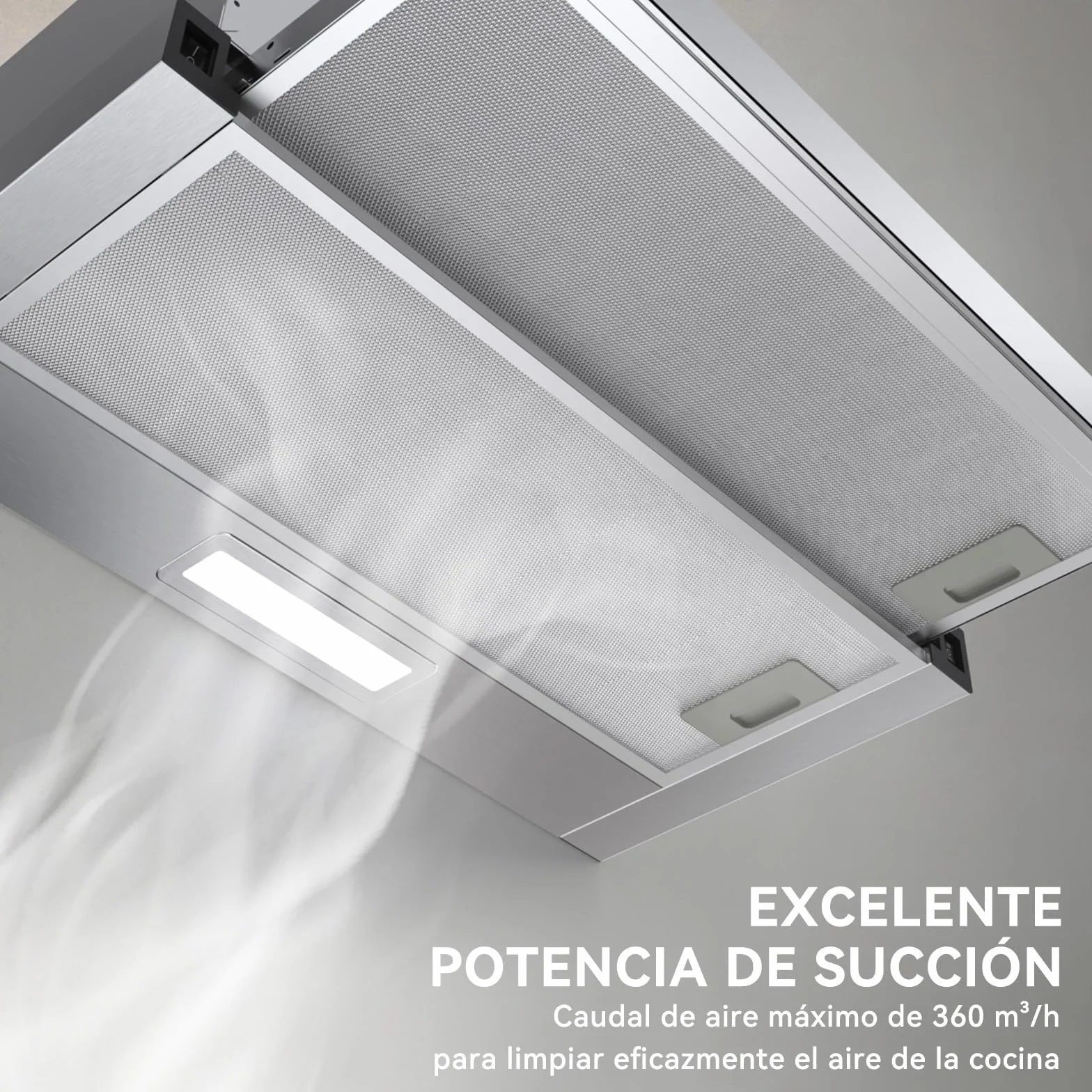 Hermitlux Okap kuchenny 60 cm, płaski okap wywiewany/obieg powietrza z filtrem z węglem aktywnym, strumień powietrza 360 m³/h, oświetlenie LED, 65 dB
