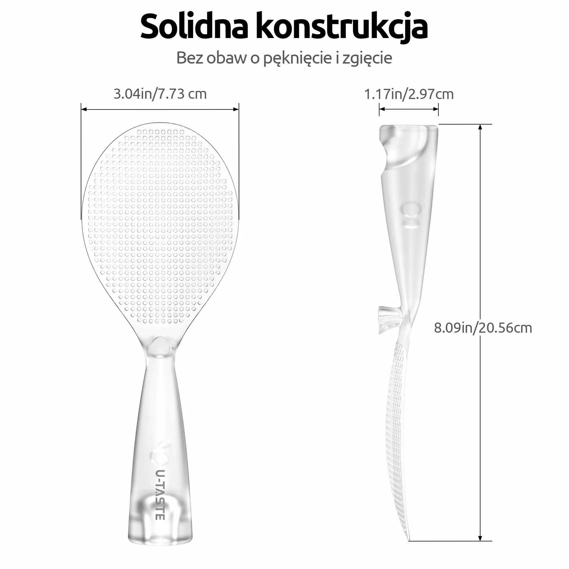 U-Taste Łyżka do ryżu, odporna na temperaturę 165°C, do żywności, z powłoką nieprzywierającą, do nakładania sałatek, sushi i makaronu (przezroczysta)