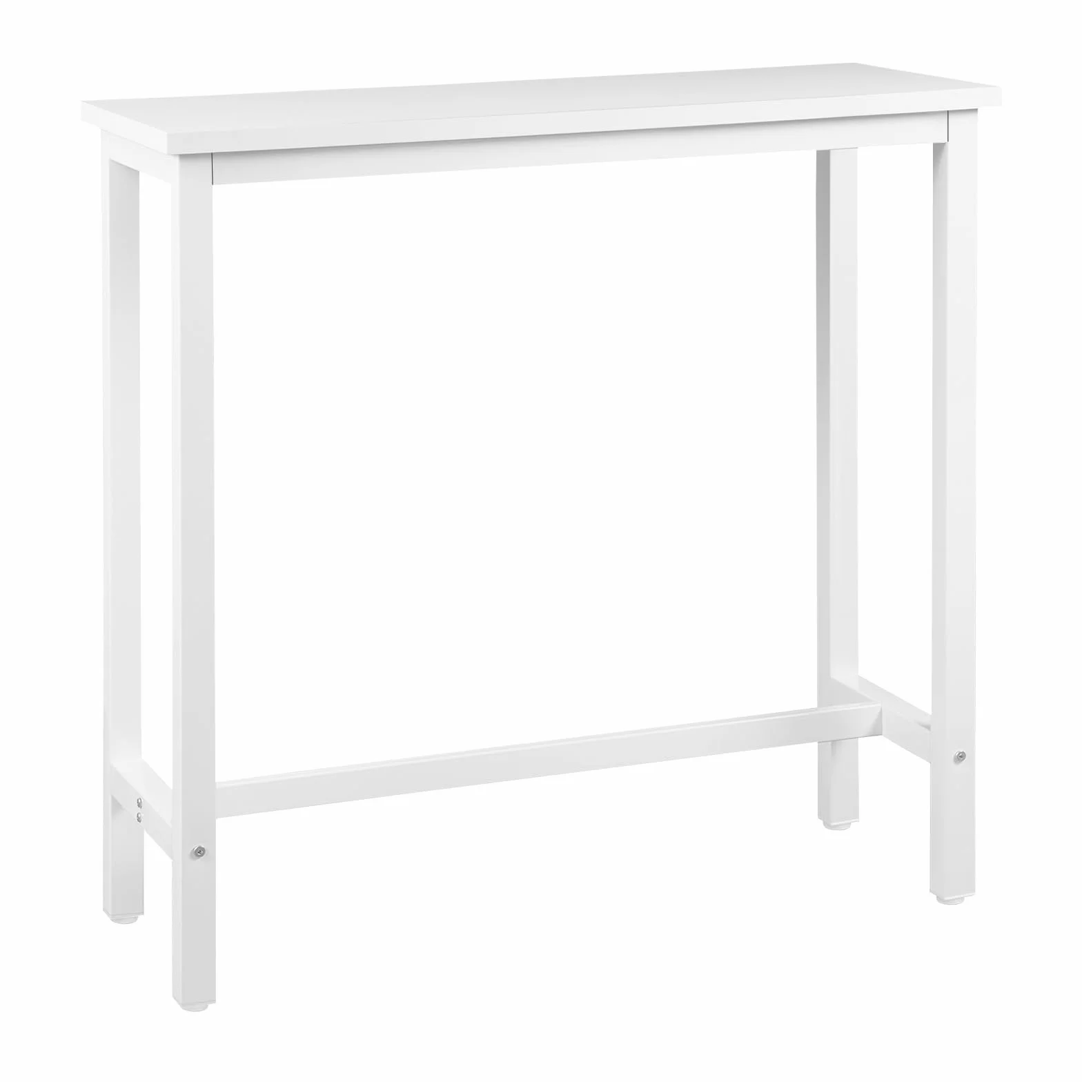 WOLTU wysoki stół barowy, stolik bistro z metalu i drewna, wysoki stół do kuchni, salonu, jadalni, stół jadalniany biały, 100x100x40cm(SxWxG)