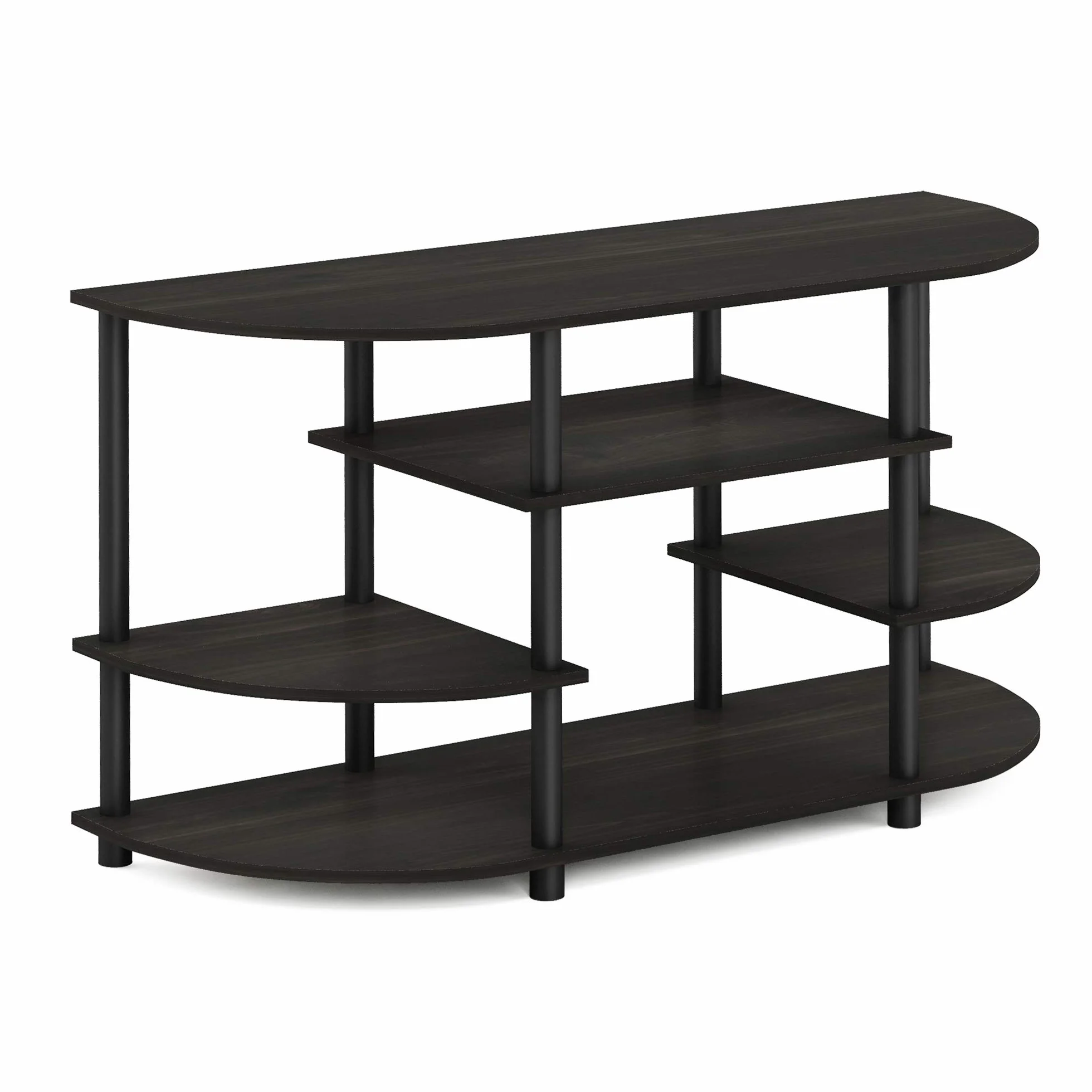 Furinno JAYA narożny stojak na telewizor, szafka pod telewizor, centrum rozrywki, espresso/czarny, 106,7 (szer.) x 57,4 (wys.) x 39,4 cm (gł.)