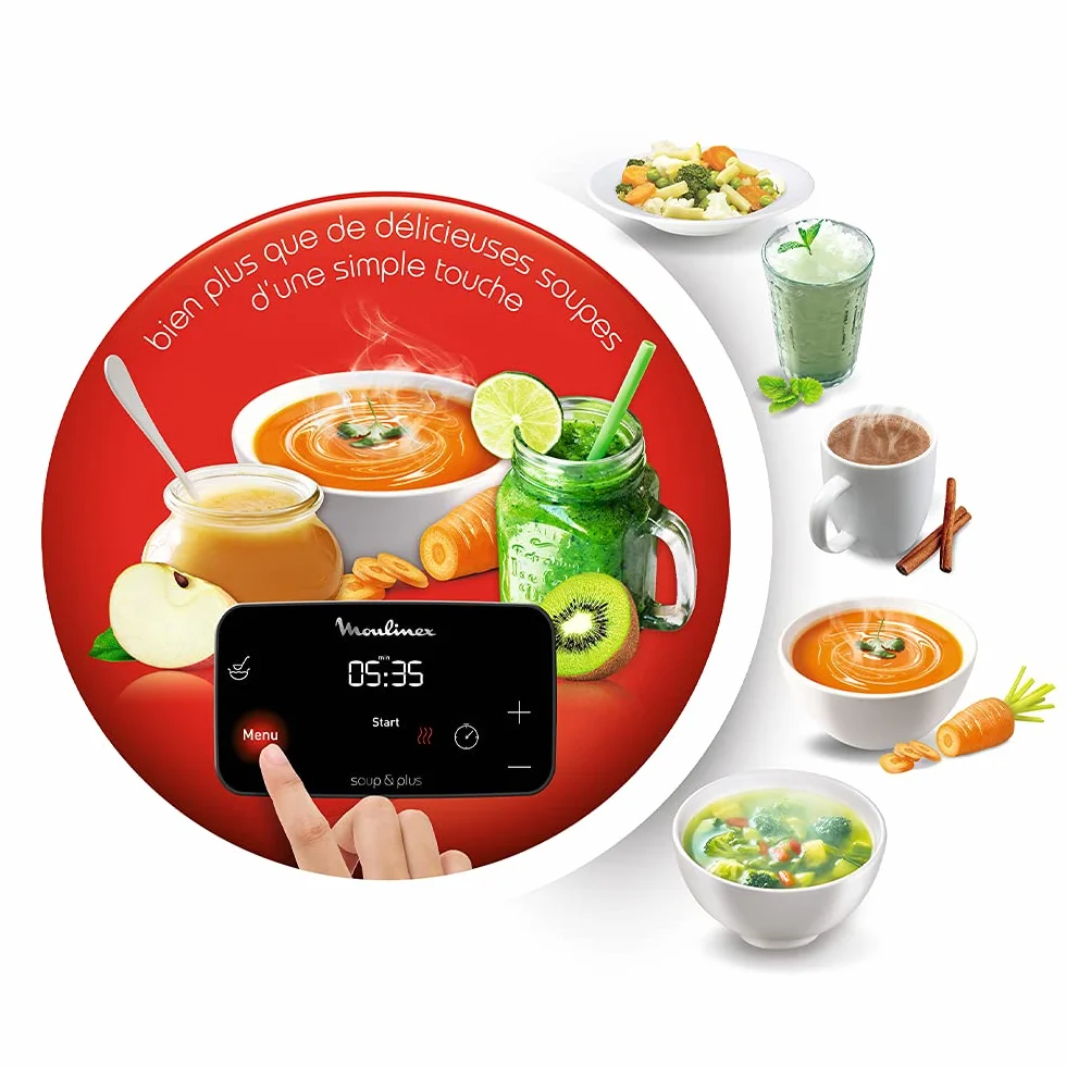 Moulinex Soup&Plus mikser stojący, pojemność 2 l, automatyczne programy i czyszczenie, tryb ręczny, intuicyjny interfejs, idealna mieszanka, wyprodukowano we Francji LM924500