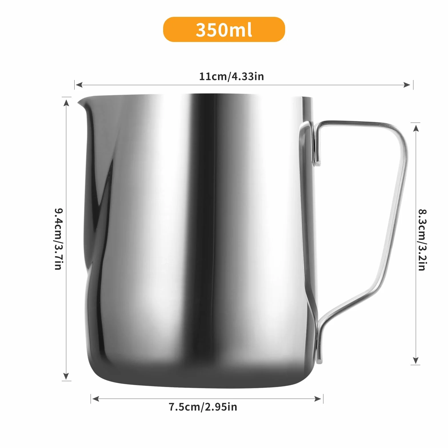 Zestaw do Latte Art - Kubek do Kawy 350ml z Dziubkiem i Ig do Latte Art, Zestaw 2 szt., atwe Czyszczenie, Dok adna Kontrola Miary, Polerowana Powierzchnia
