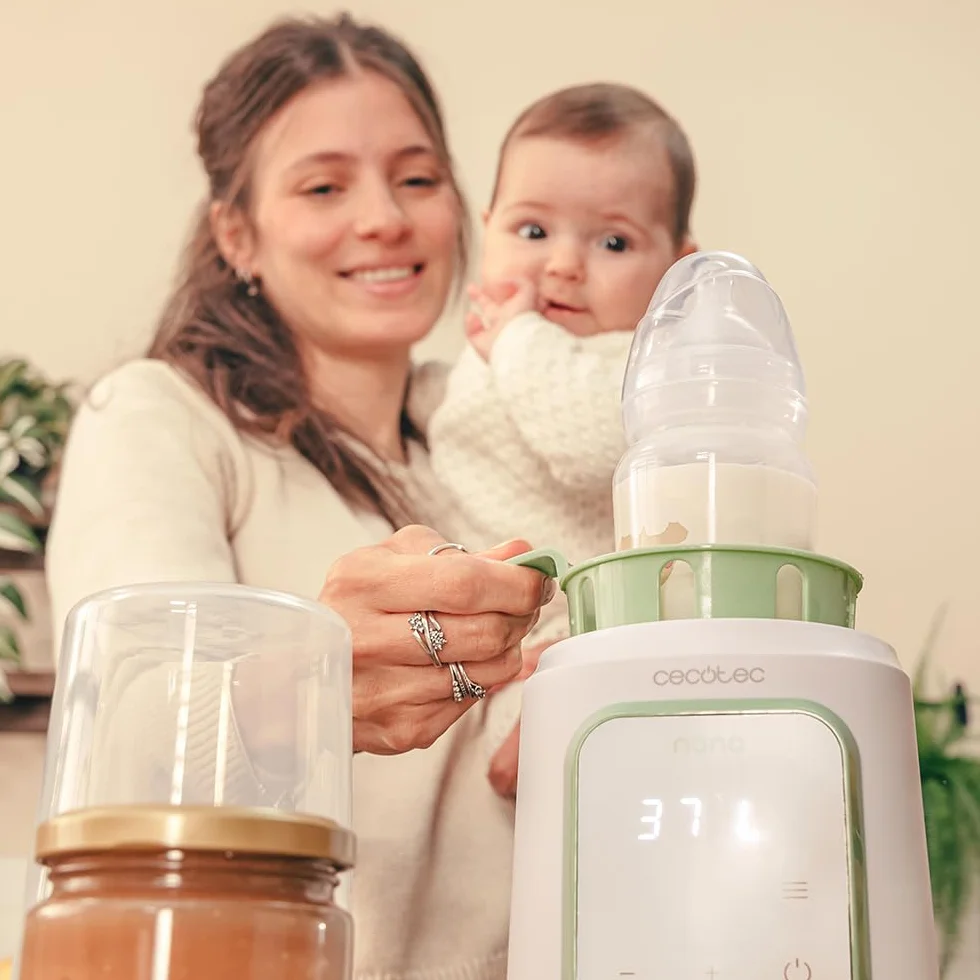 Cecotec Podgrzewacz do butelek - sterylizator do butelek Nana BabyCare Single BottleWarmer, 4 tryby, kosz na butelkę, nie zawiera BPA, bezpieczny do przechowywania wody, mleka i żywności