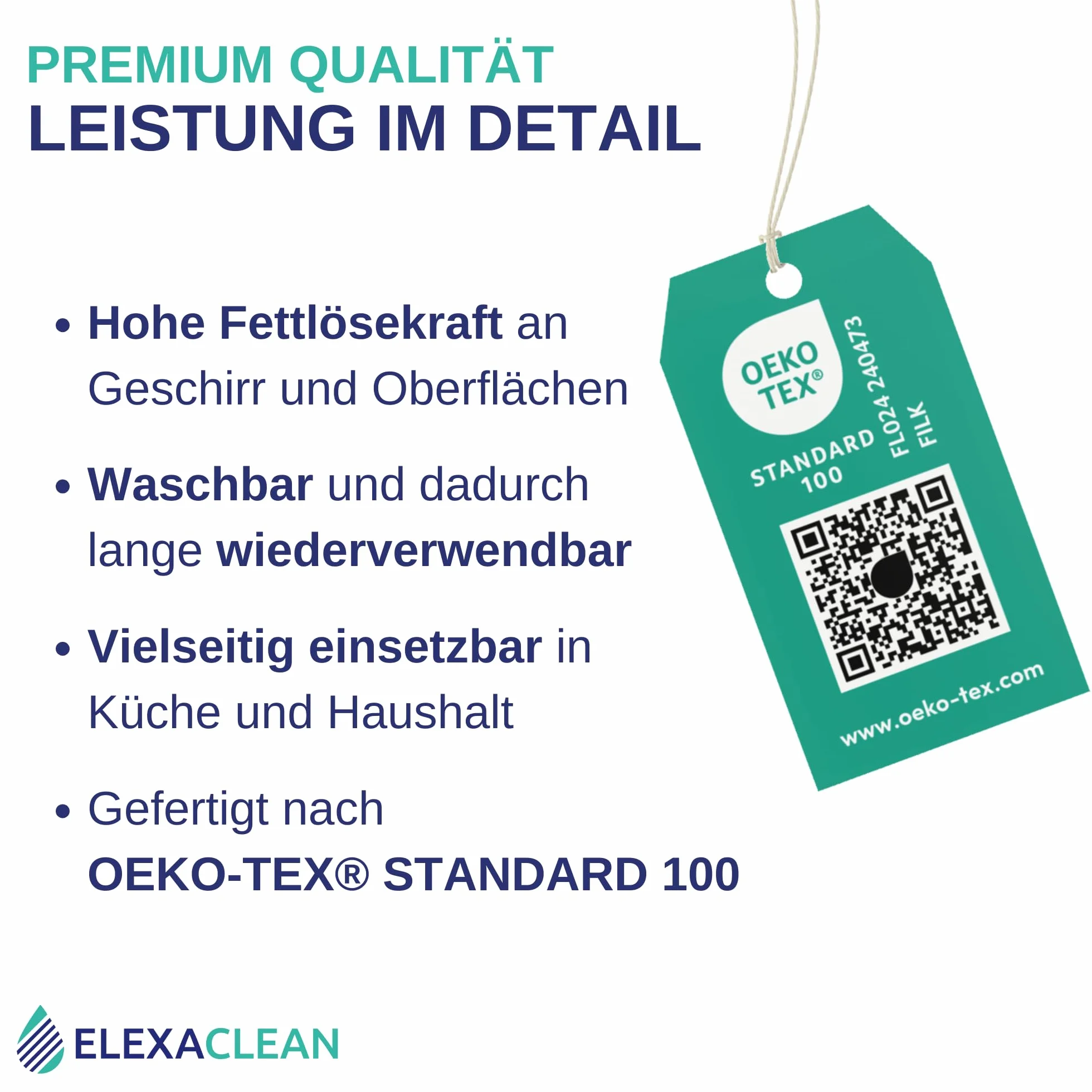 ELEXACLEAN zmywaki do prania - mikrofibra (szare, 8 szt., 24x20cm) ściereczki do naczyń do kuchni i porcelany