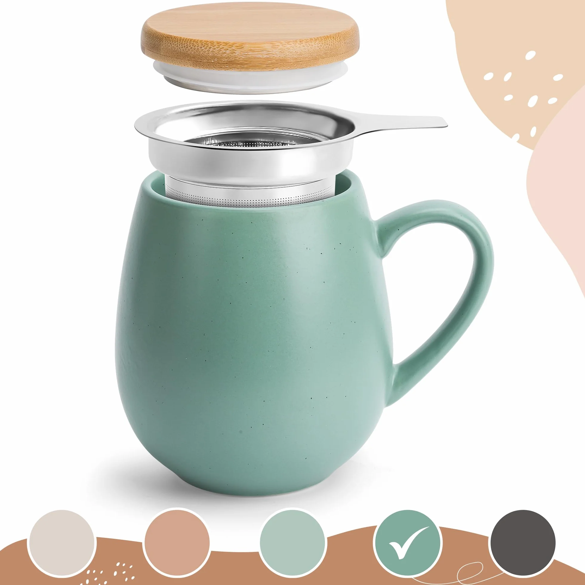 Filiżanka do herbaty z pokrywką i sitkiem - 550 ml - duża filiżanka do herbaty z sitkiem - filiżanka XXL z pokrywką - duża filiżanka do herbaty - filiżanka do herbaty - duża filiżanka