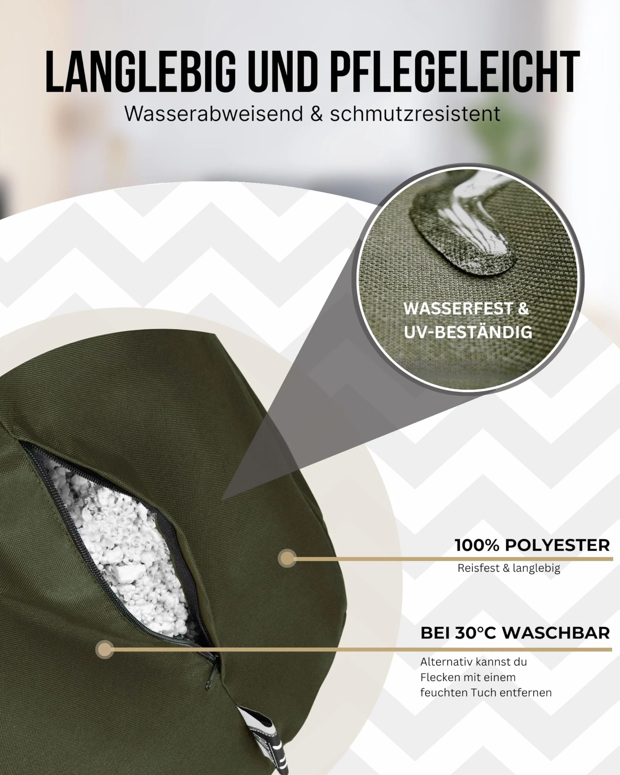 PATCH HOME Patchhome Lounge fotel XXL dla graczy, worek do siedzenia i relaksu, nadaje się do użytku wewnątrz i na zewnątrz, fabrycznie wypełniony, rozmiar XXL, khaki, w 2 rozmiarach i 25 kolorach