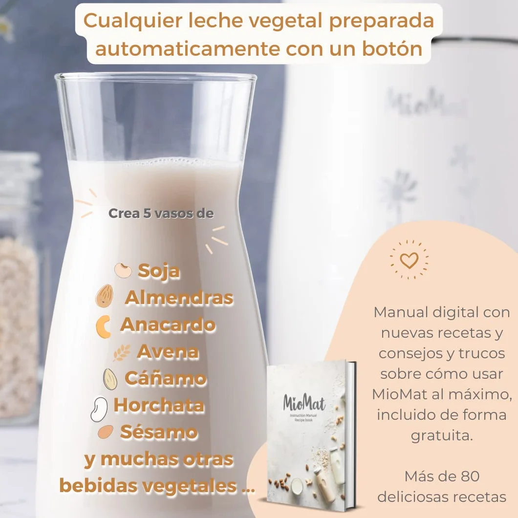MioMat Elektryczny młynek do żywności, młynek do mleka roślinnego, ziaren, zupy, owsianki, smoothie