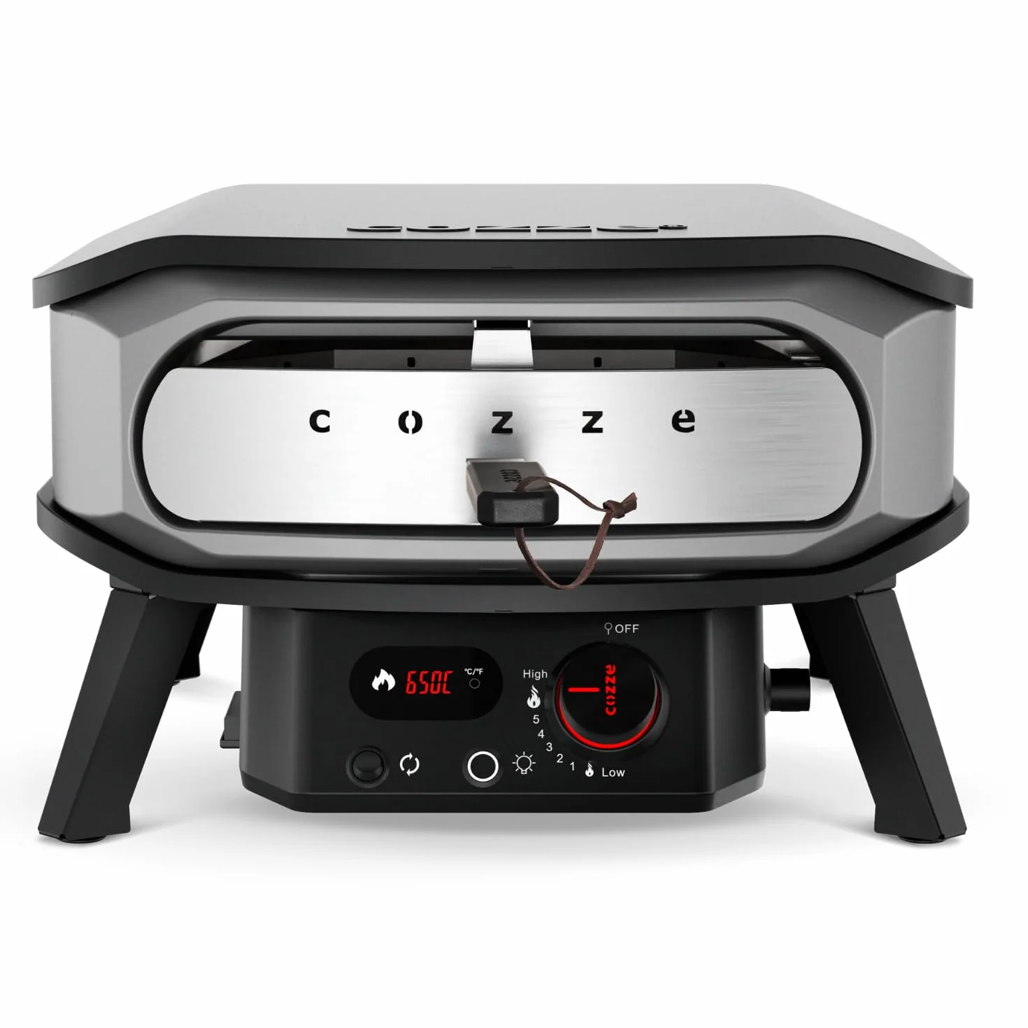 Cozze® 13" piekarnik do pizzy PREMIUM ROTATE – gazowy, 30 mbar – obrotowy piekarnik ze stali nierdzewnej z kamieniem korderytowym Ø34,5 cm – szybkie i równomierne pieczenie