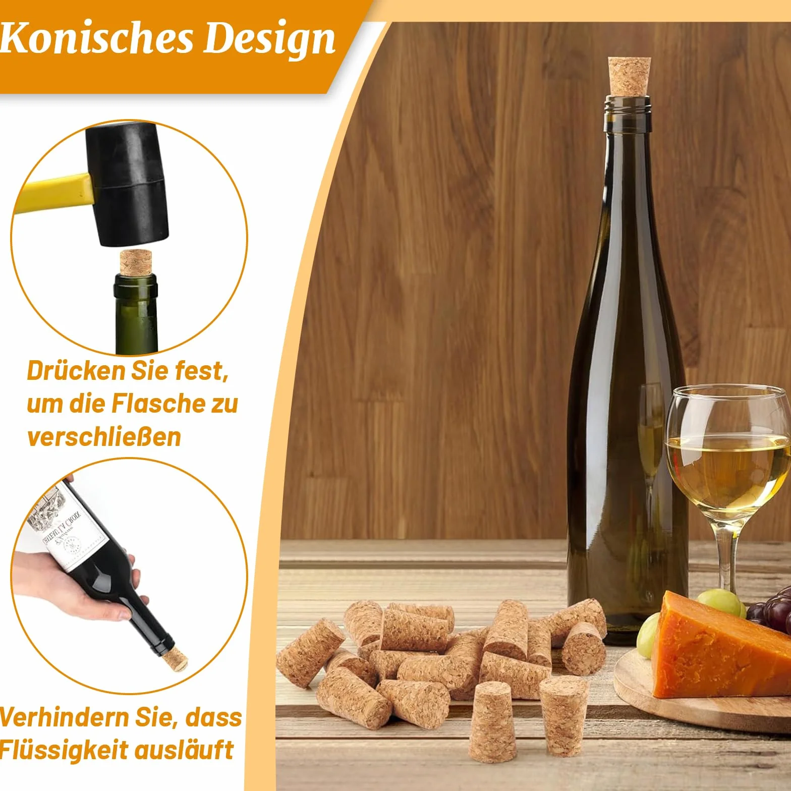 MAEXUS 40 sztuk korków naturalnych cylindrycznych do butelek wina