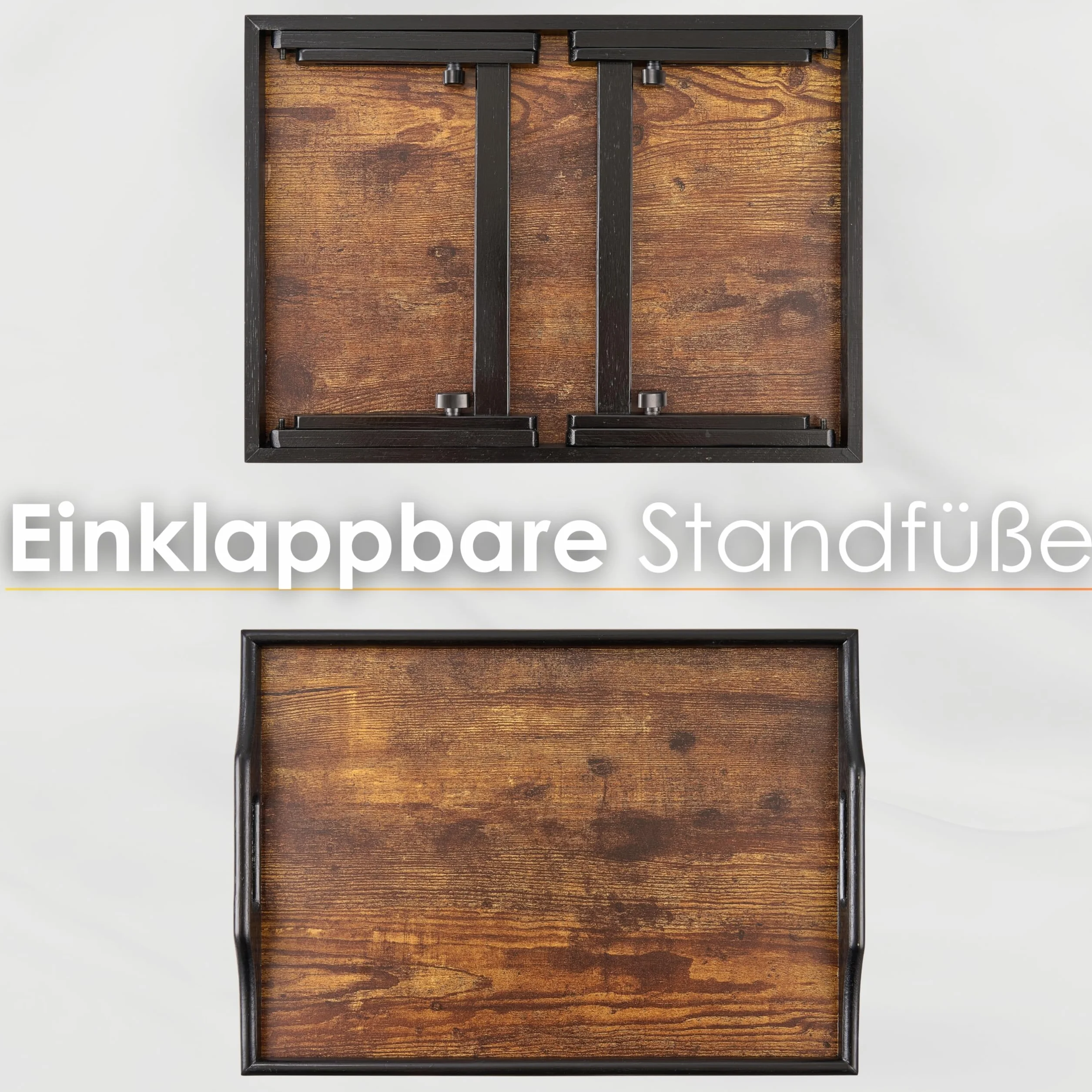 Bambusowy składany blat z regulacją wysokości do łóżka i sofy (22,5-32 cm) Stół na laptopa i śniadaniową blat w stylu vintage, brązowy, stojak na komputer
