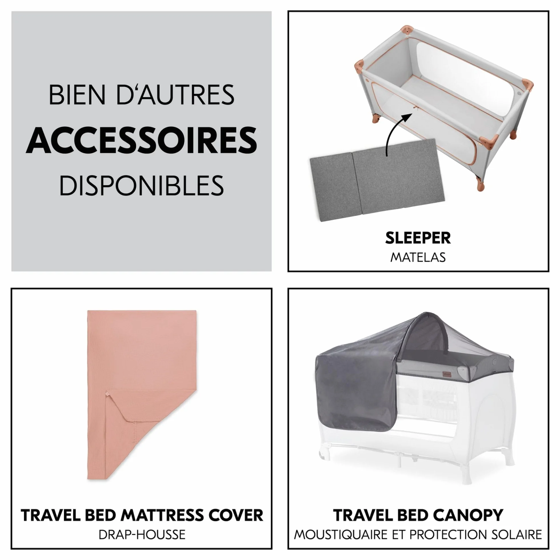 hauck Bebe Dream N Play Plus łóżko parasolowe, duży otwór boczny do zabawy, składany, kompaktowy, torba do przenoszenia, od urodzenia do 15 kg, Dusty Cork
