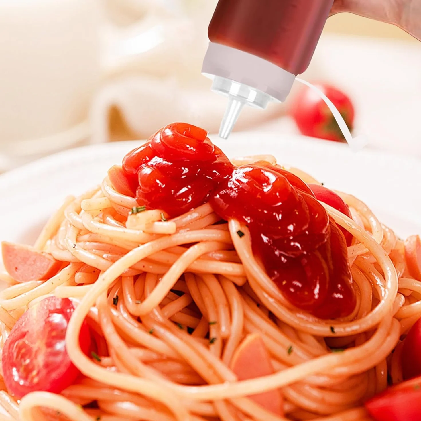 4 butelki do wyciskania, 500 ml, plastikowa butelka na sos z nakrętką, butelki dozujące do majonezu, sosów, oliwy z oliwek, malowania, pigmentu, ketchupu, 4 sztuki