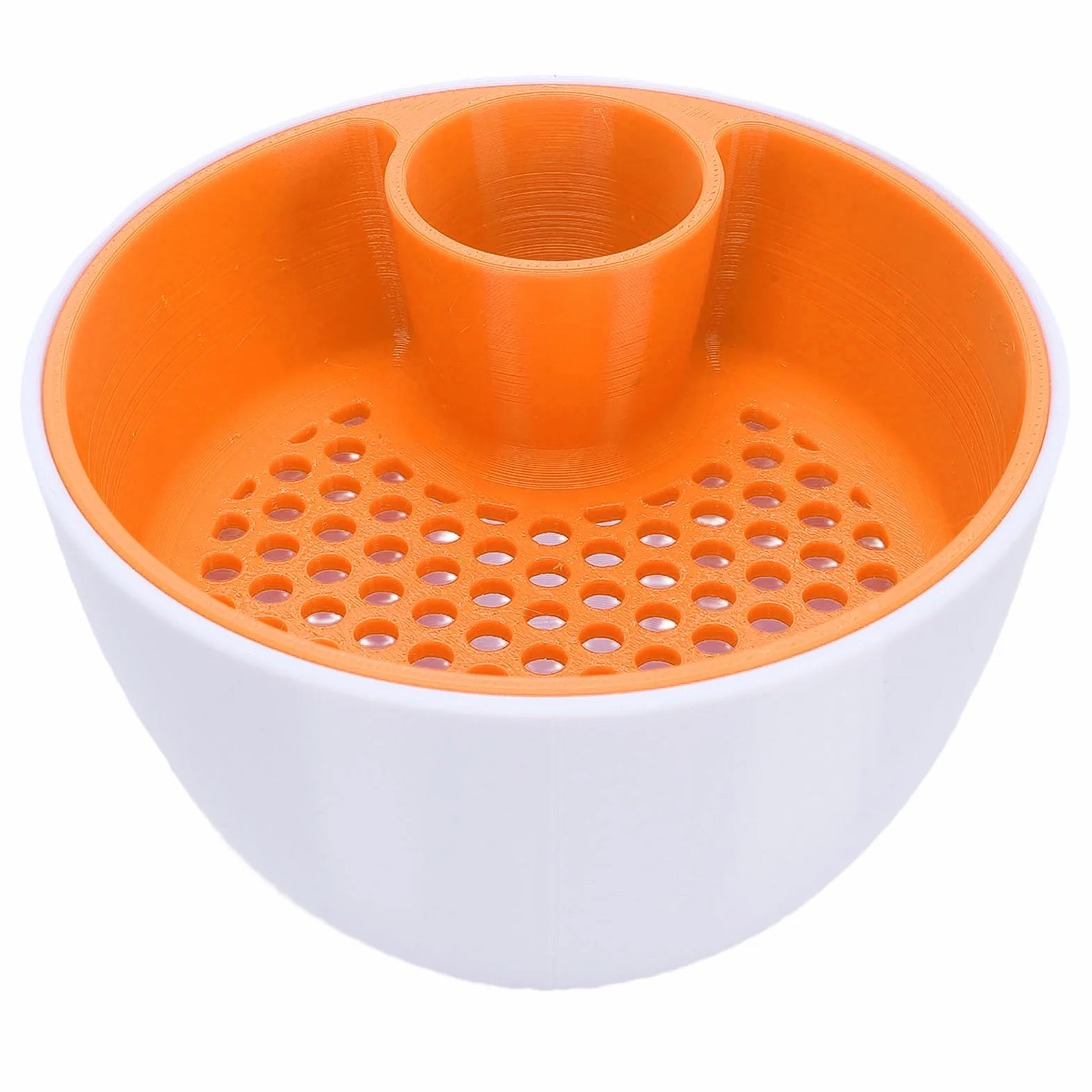 Generic Dwukomorowa Miska na Pistacje Innowacyjny Organizer na Orzechy z Nadrukiem 3D dla Miłośników Przekąsek Nadaje się Wieczory Filmowe i Imprezy Lekki materiał Plastikowy (Biały Pomarańczowy)