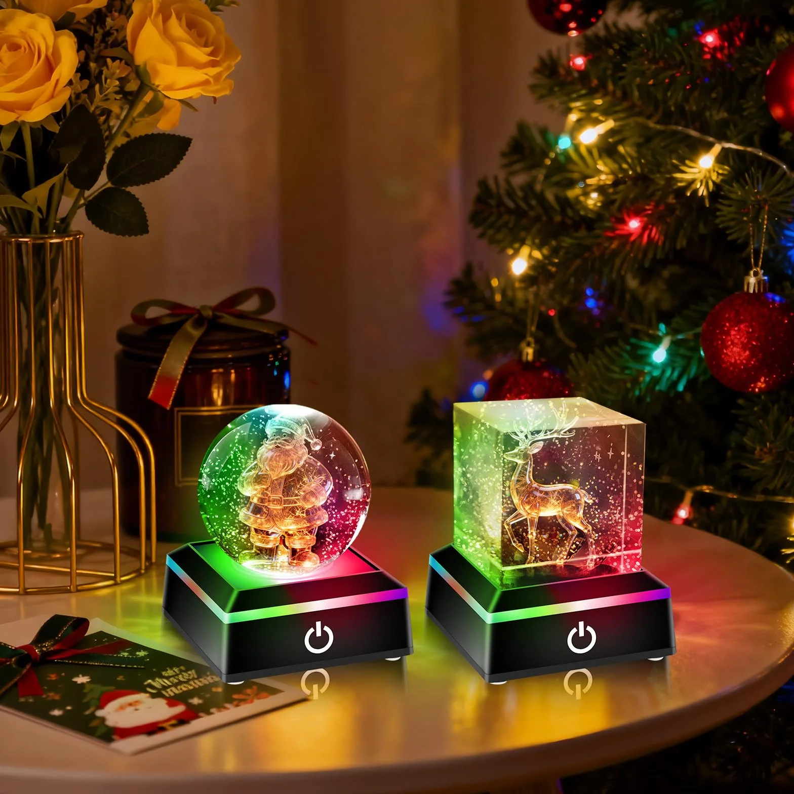 EEEKit Podświetlana Podstawka LED do Kryształu, 2PCS Zmieniająca Kolory
