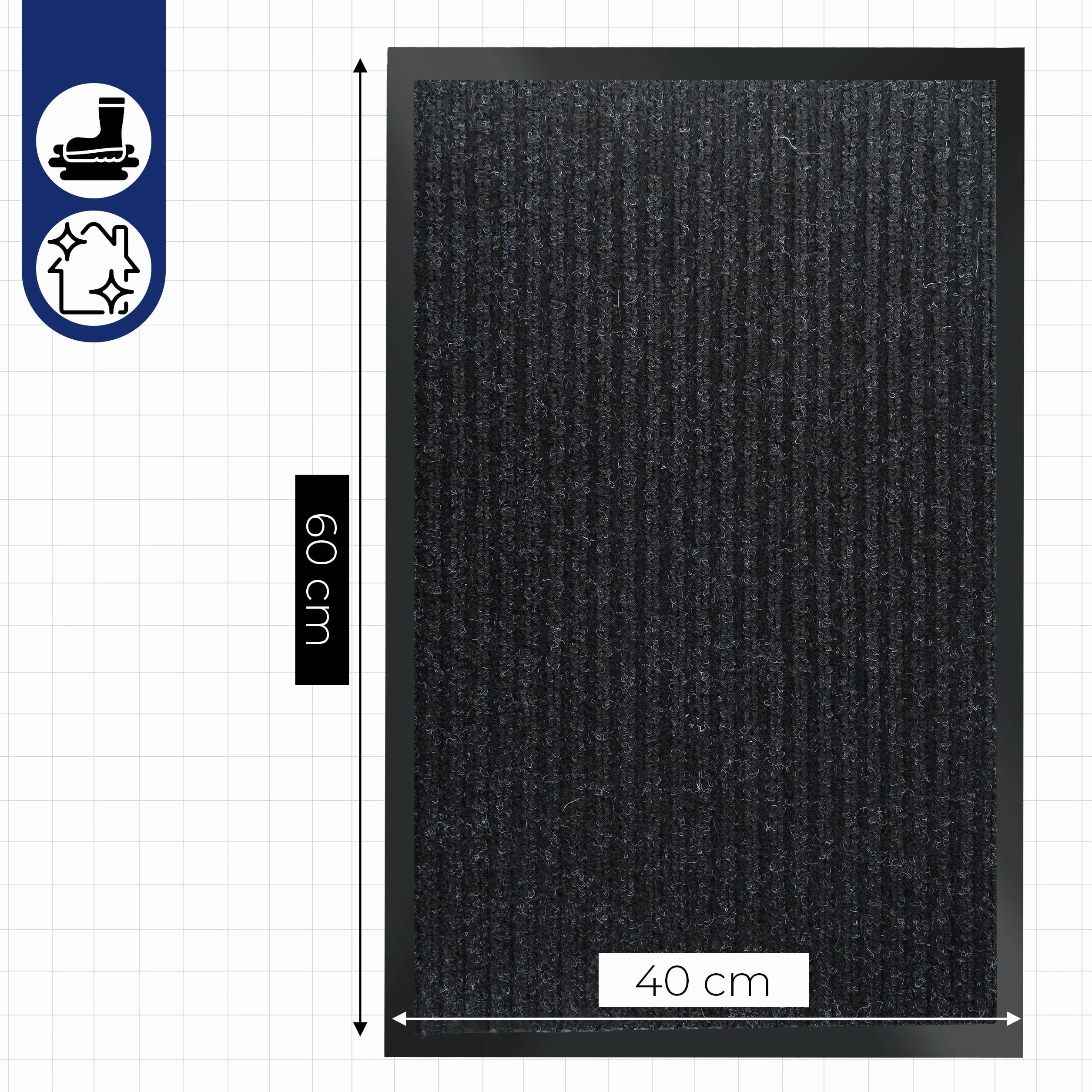 Wycieraczka pod Drzwi PVC duża chłonna zewnętrzna wejściowa 40x60cm Mata do Butów antypoślizgowy Spód Struktura prążkowana odporna na Wilgoć i Zabrudzenia