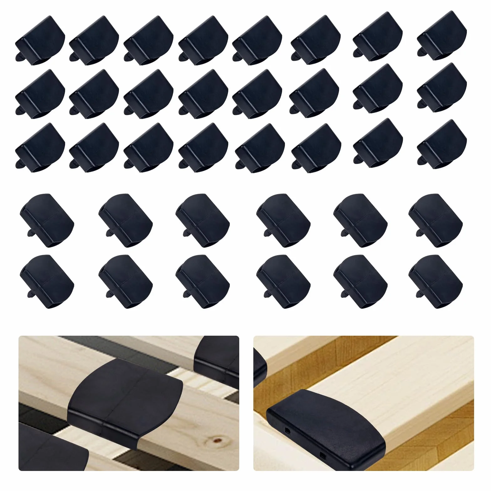 Uchwyty do listew łóżkowych zestaw 36 sztuk plastikowe nakładki 55x9 mm