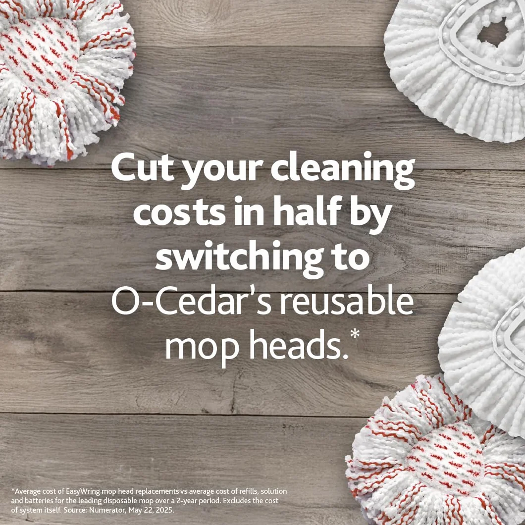 O-Cedar EasyWring Spin Mop z Mikrofibry, Czerwony/Szary z Dodatkowym Uzupełnieniem