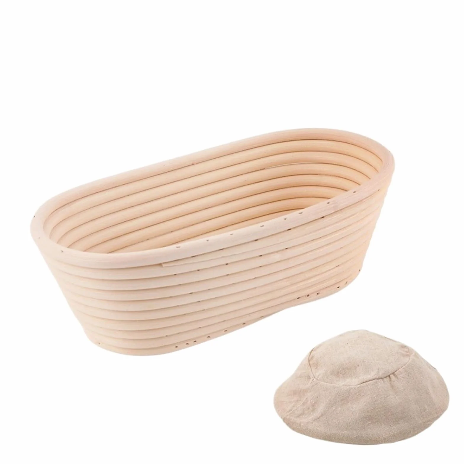 Ręcznie robiona rattanowa miska do pieczenia z wikliny rattanowej, koszyk fermentacji ciasta na chleb(Oval 35X15X7)