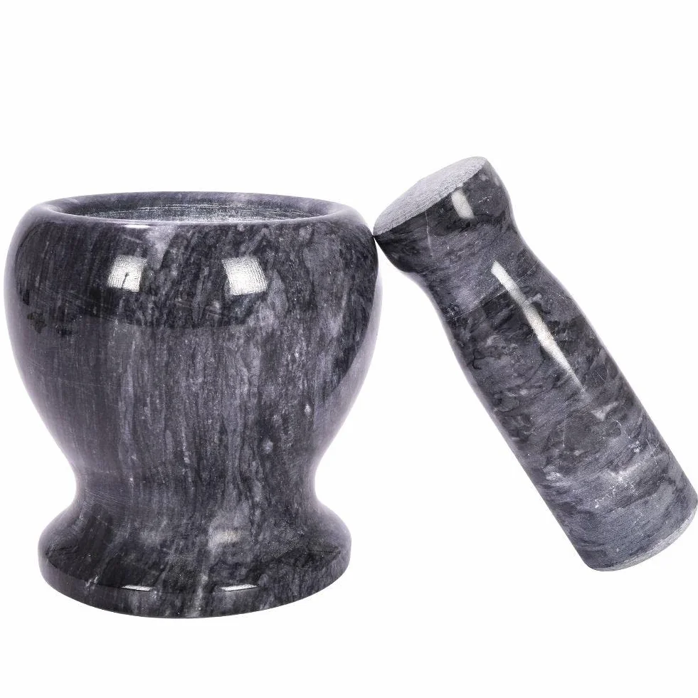 Granitowy moździerz kuchenny z tłuczkiem, do przypraw, orzechów, ciężki, wytrzymały, 11 cm