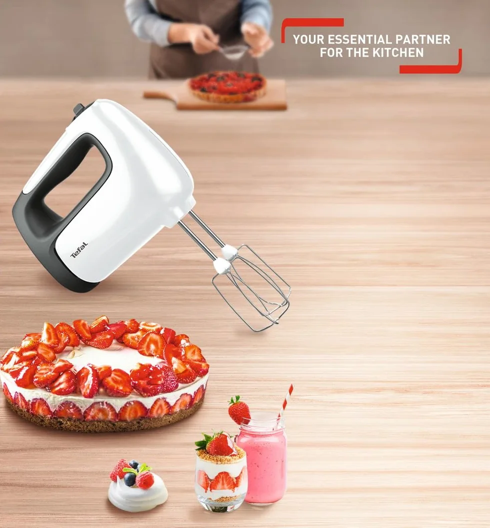 TEFAL Prep'Mix+ HT4611 Mikser ręczny, 500W, 5 prędkości, Funkcja Turbo, Końcówka blendująca do zup i puree, Mieszadła ze stali nierdzewnej