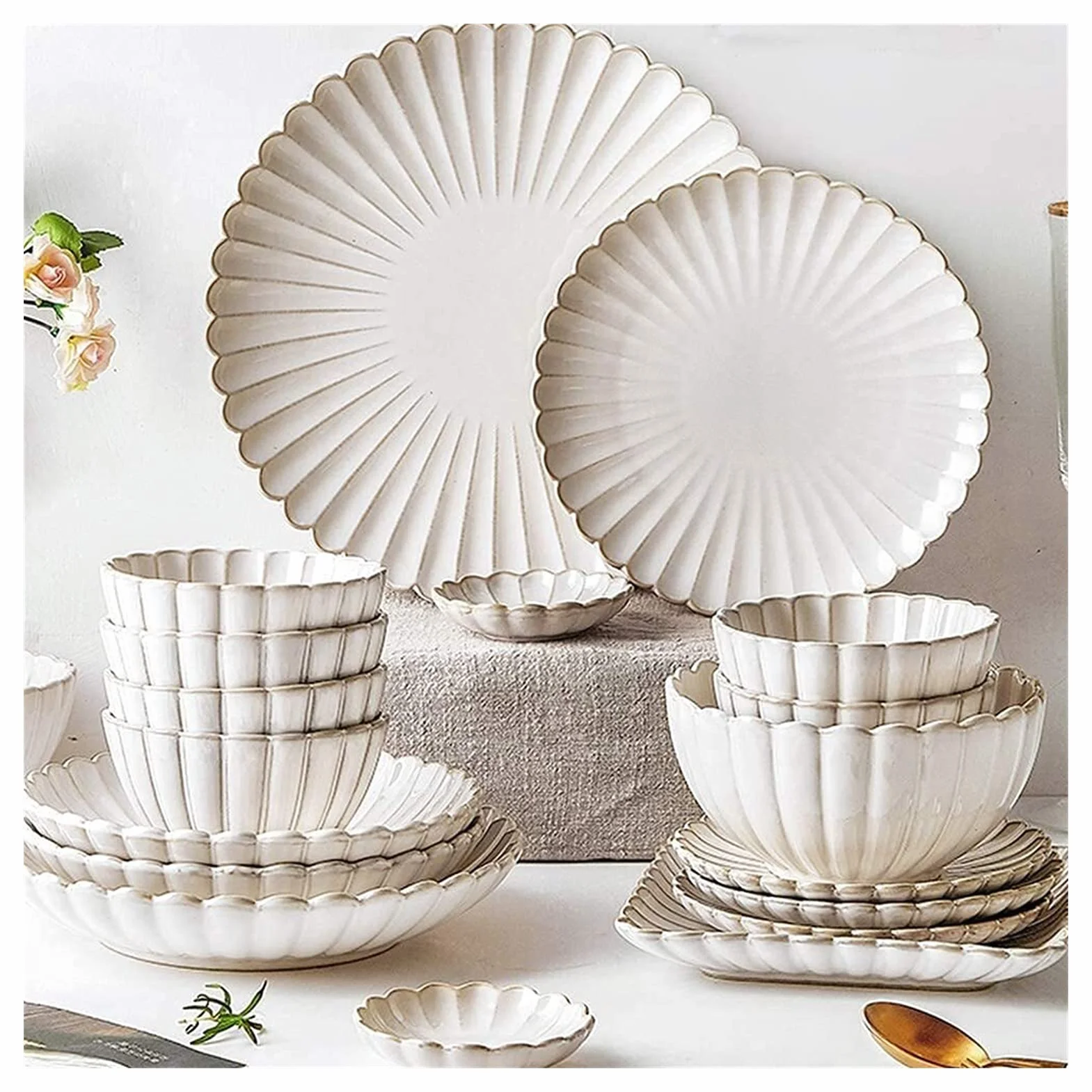 Zestaw obiadowy, specjalny zestaw zastawy stołowej do restauracji, 27 szt. zestawów zastawy stołowej, porcelanowy zestaw zastawy stołowej z talerzami i miskami