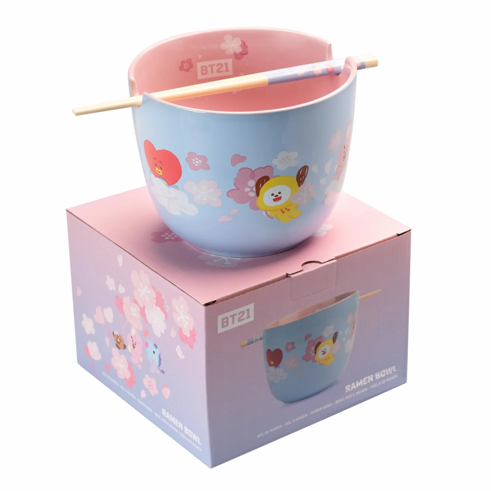 Grupo Erik BT21 Official Merchandise - BT21 Bowl & Chopsticks | Ramen Bowl, Noodle Bowl, Soup Bowl, Japanese Bowl | BT21 Merchandise, BT21 Gifts