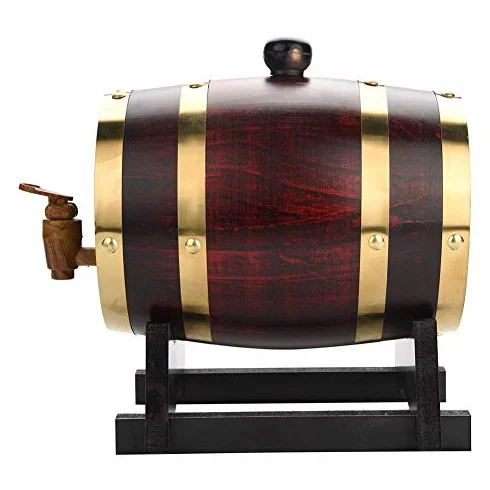 Beczka do whisky, dębowa, drewniana, dozownik wina, 1,5 l, beczka do whisky, dąb vintage, beczka na wino z kranikiem, do domu, na imprezę, dla miłośników wina, przechowywania alkoholi (1,5 l)