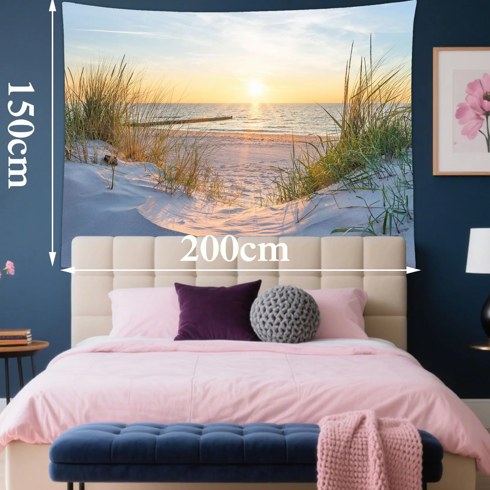 Gobeliny Tropikalna Plaża Zachód Słońca 200x150cm Dekoracja ścienna